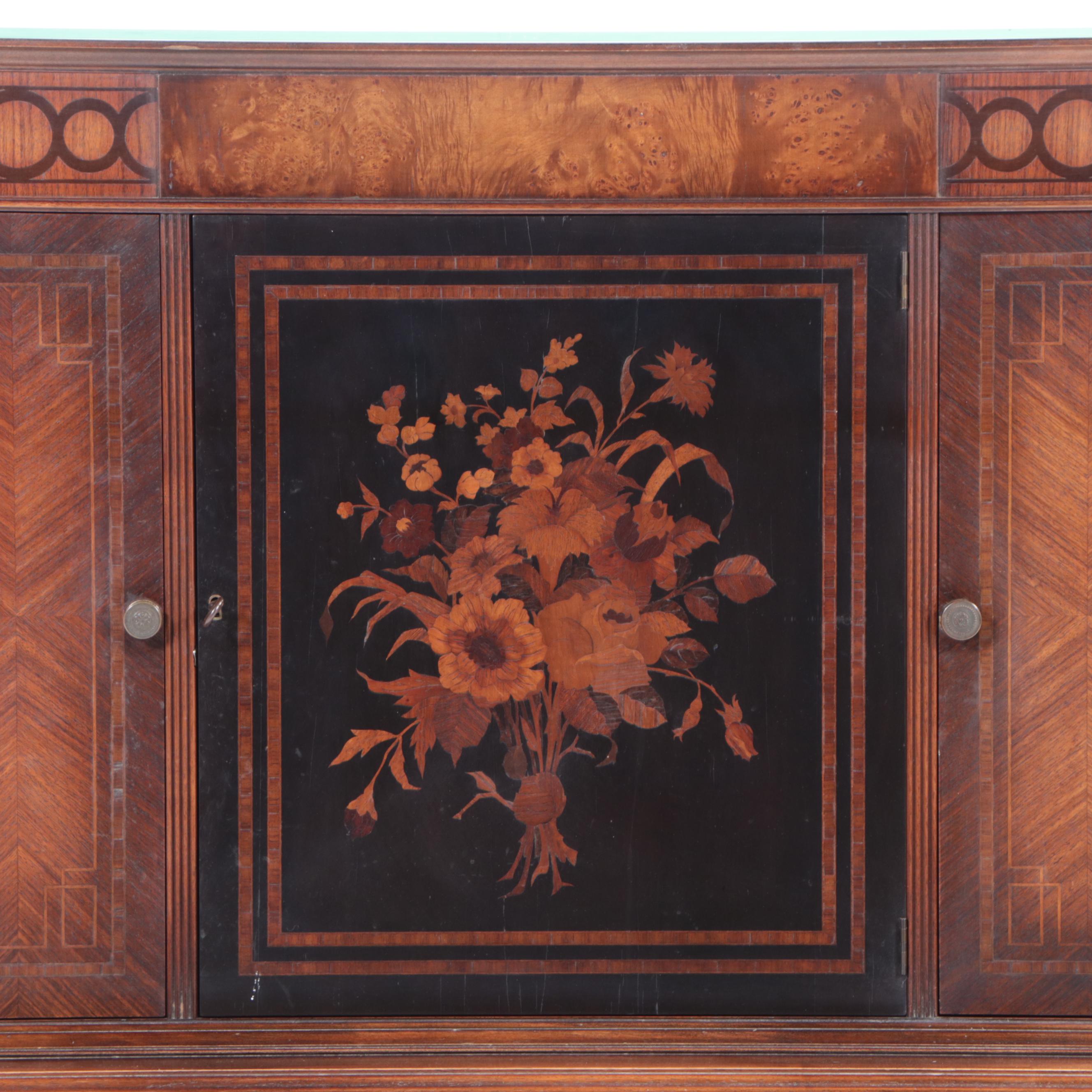 Neoclassical Style Marquetry Clothes Press, Early 20th Century