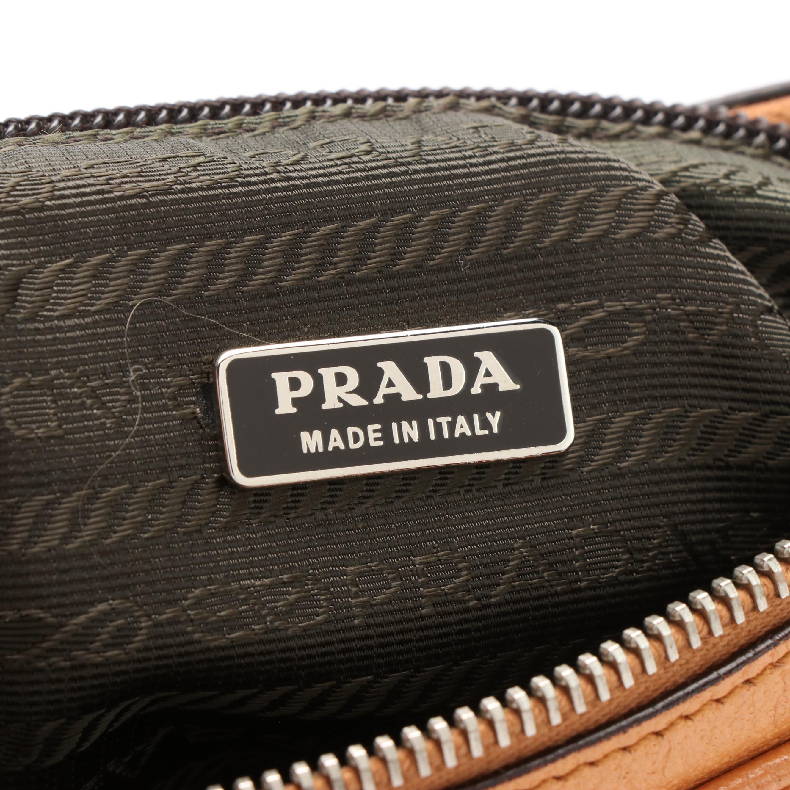 Prada Side Logo Light Orange Leather Shoulder Bag