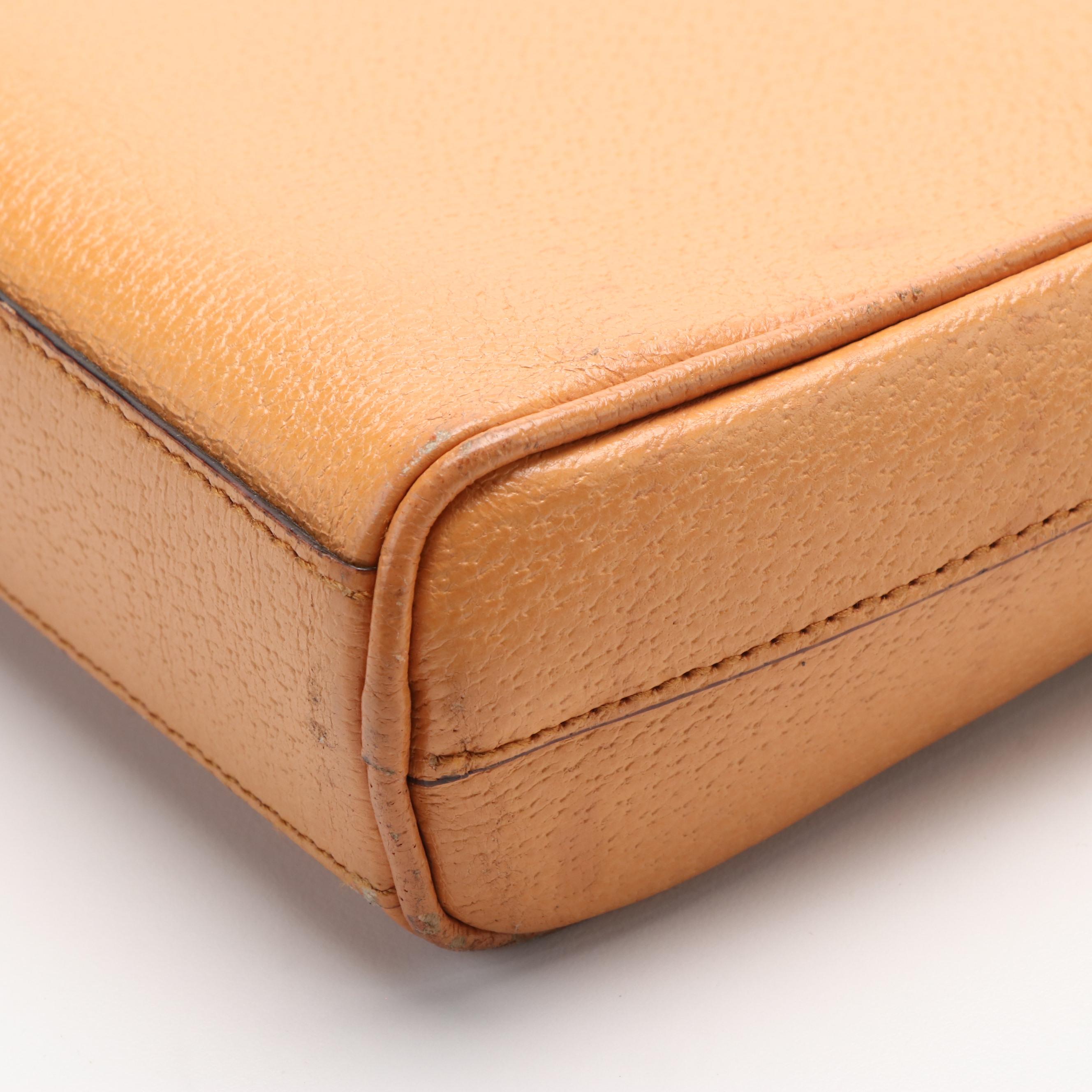 Prada Side Logo Light Orange Leather Shoulder Bag