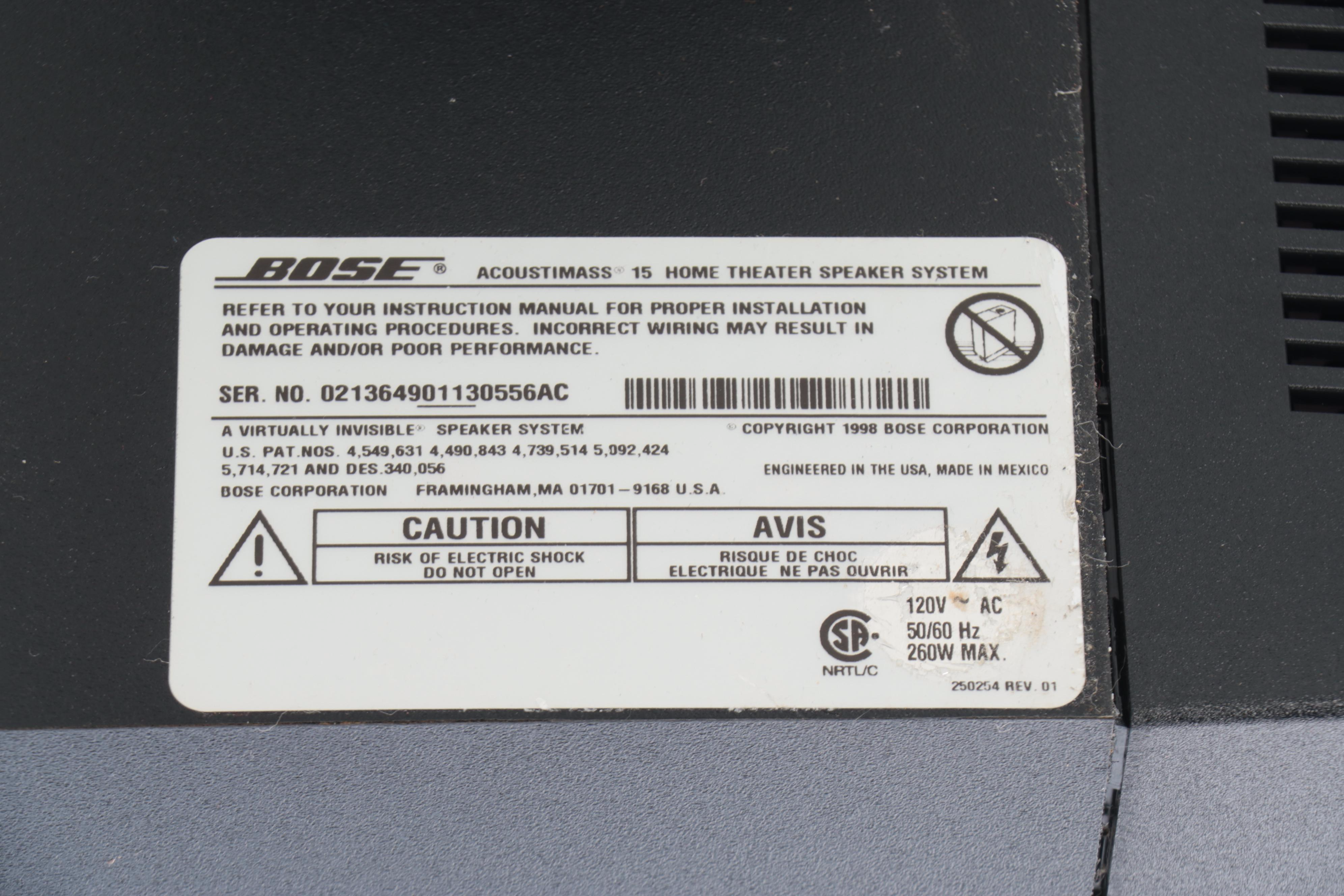 Bose Acoustimass Home Theater Speaker System