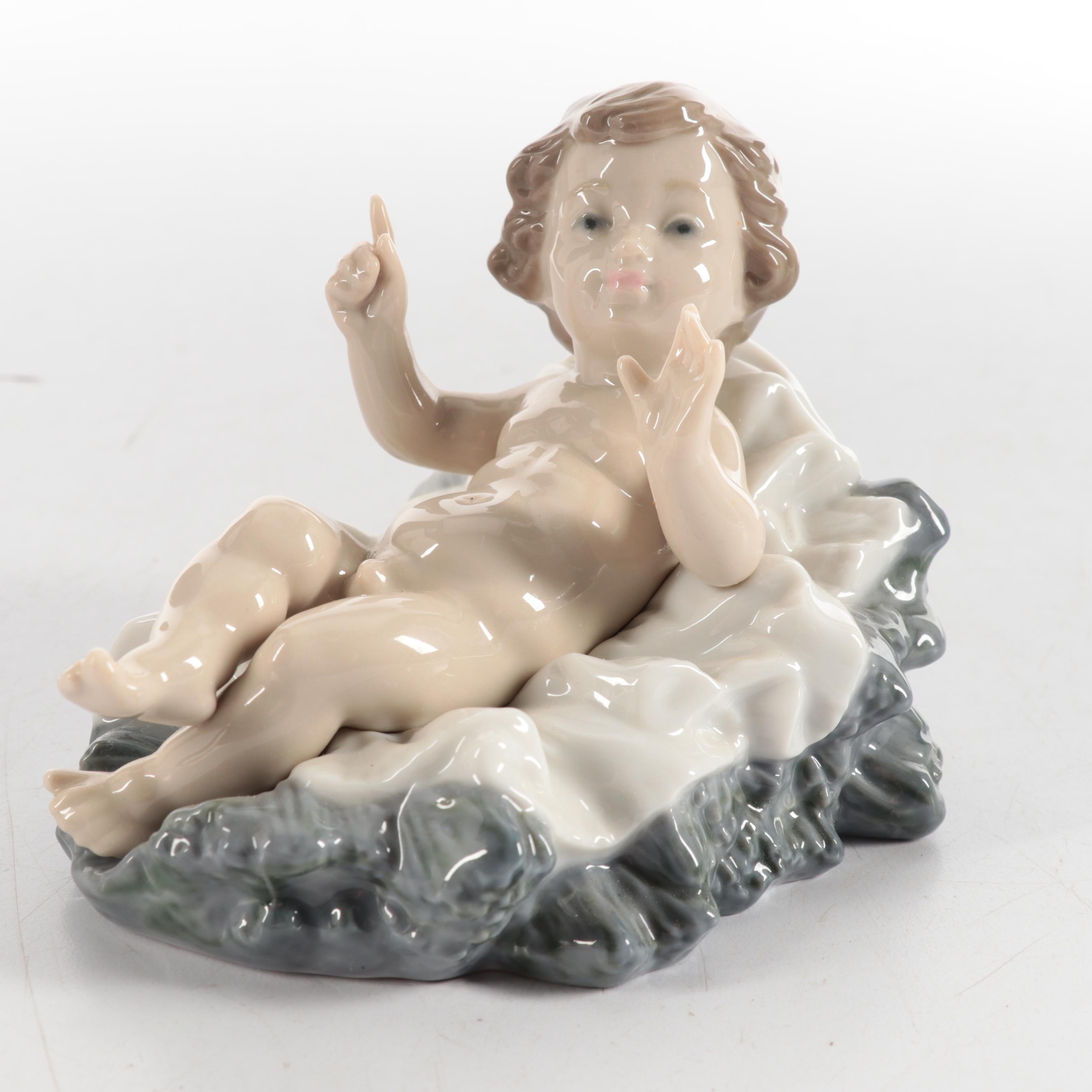 Lladró "St. Joseph", "Virgin Mary", and "Baby Jesus" Porcelain Nativity Figures
