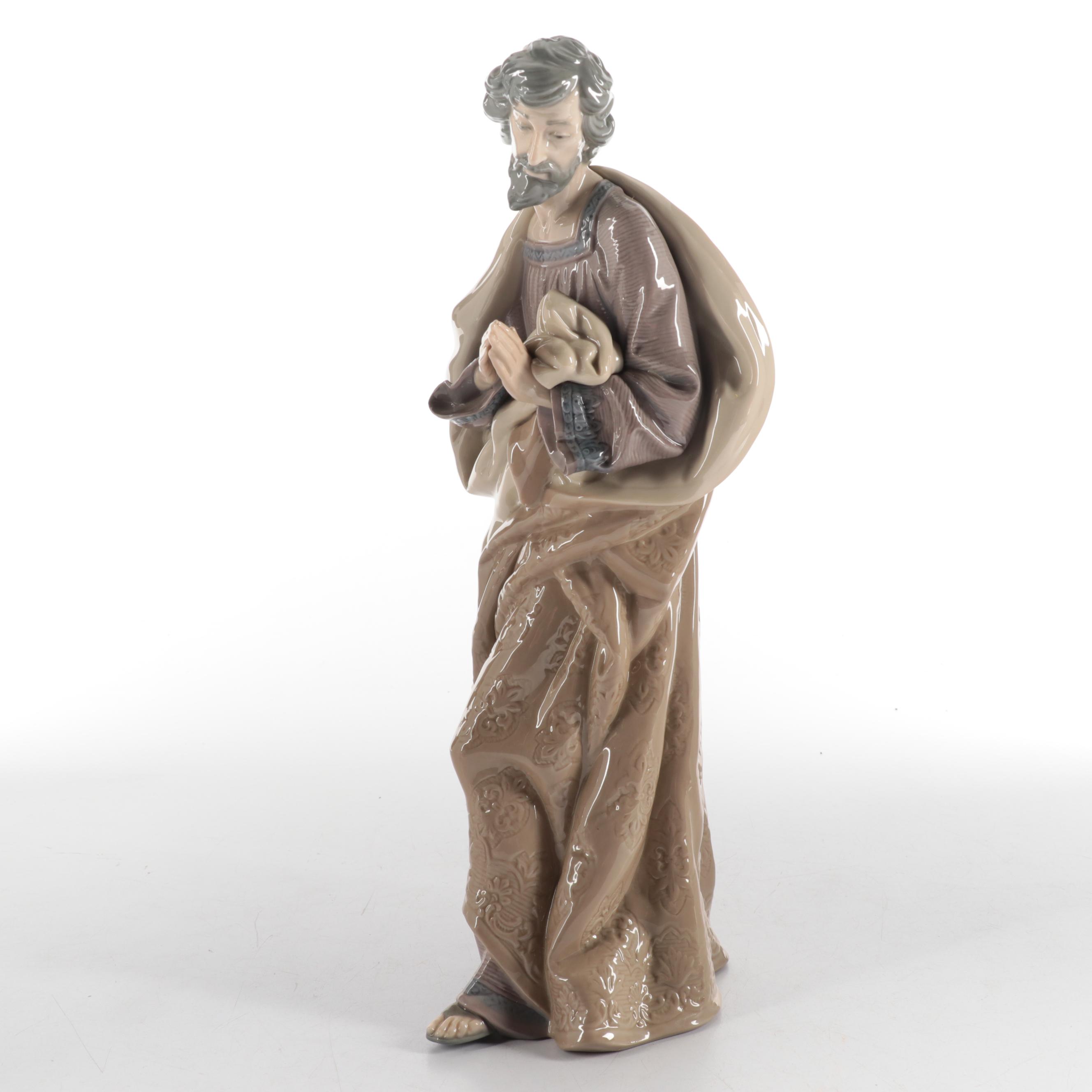 Lladró "St. Joseph", "Virgin Mary", and "Baby Jesus" Porcelain Nativity Figures