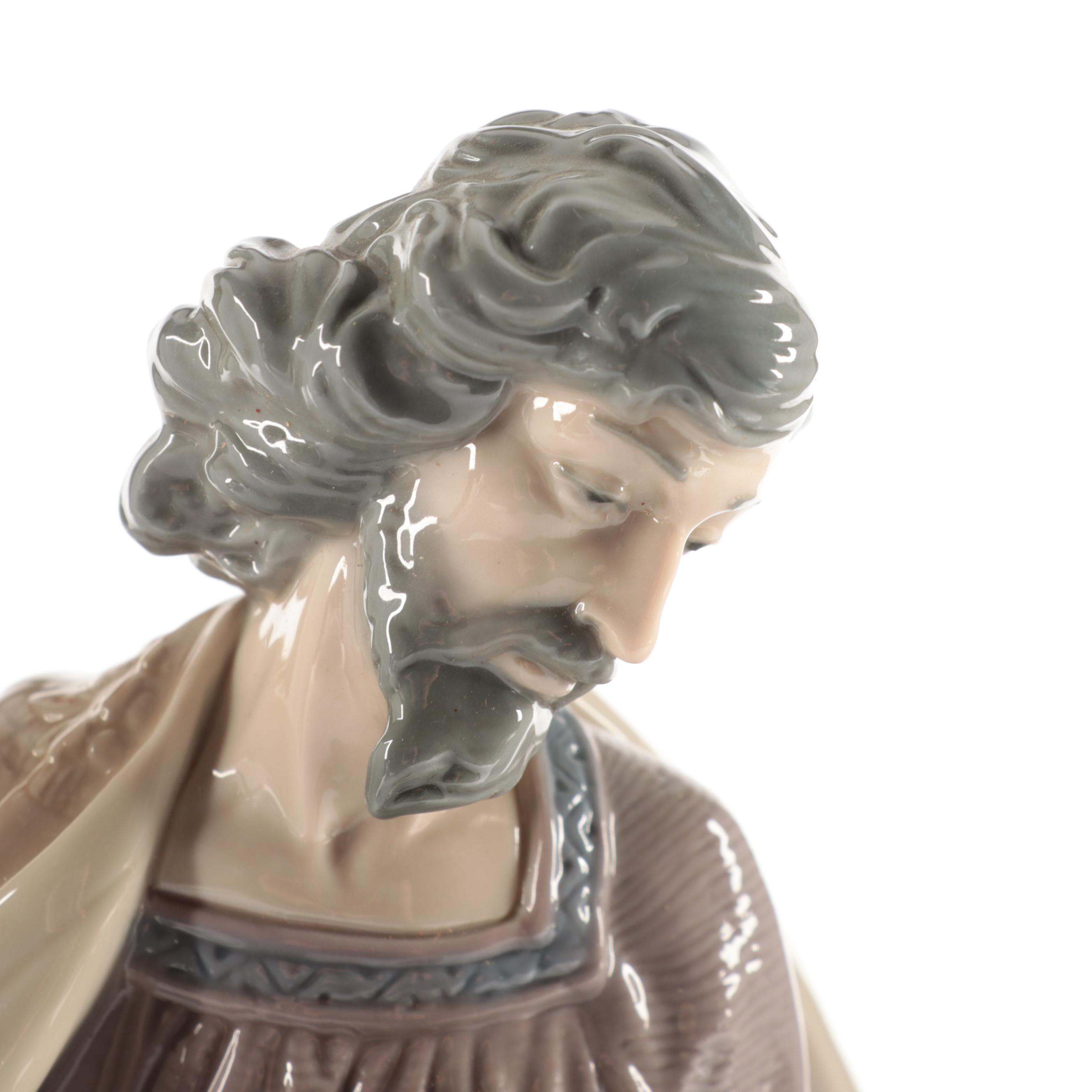 Lladró "St. Joseph", "Virgin Mary", and "Baby Jesus" Porcelain Nativity Figures