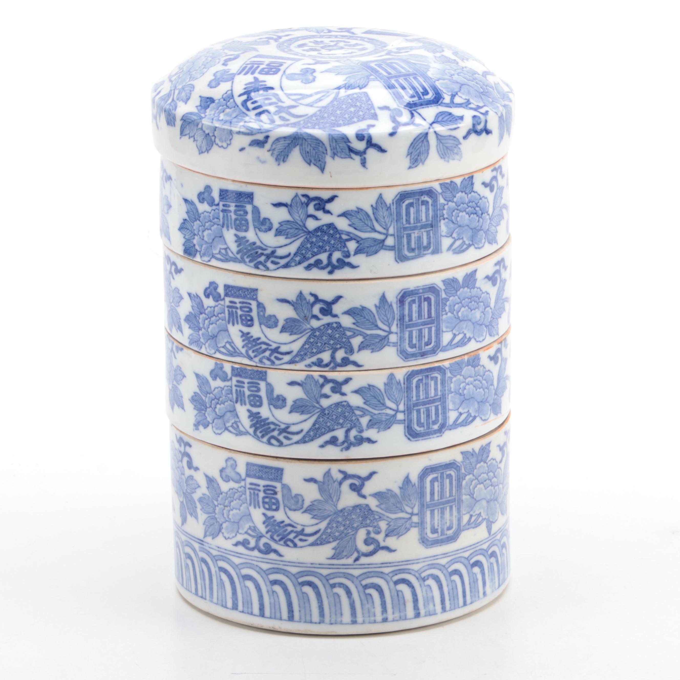 Japanese Porcelain Blue and White Stacking Box