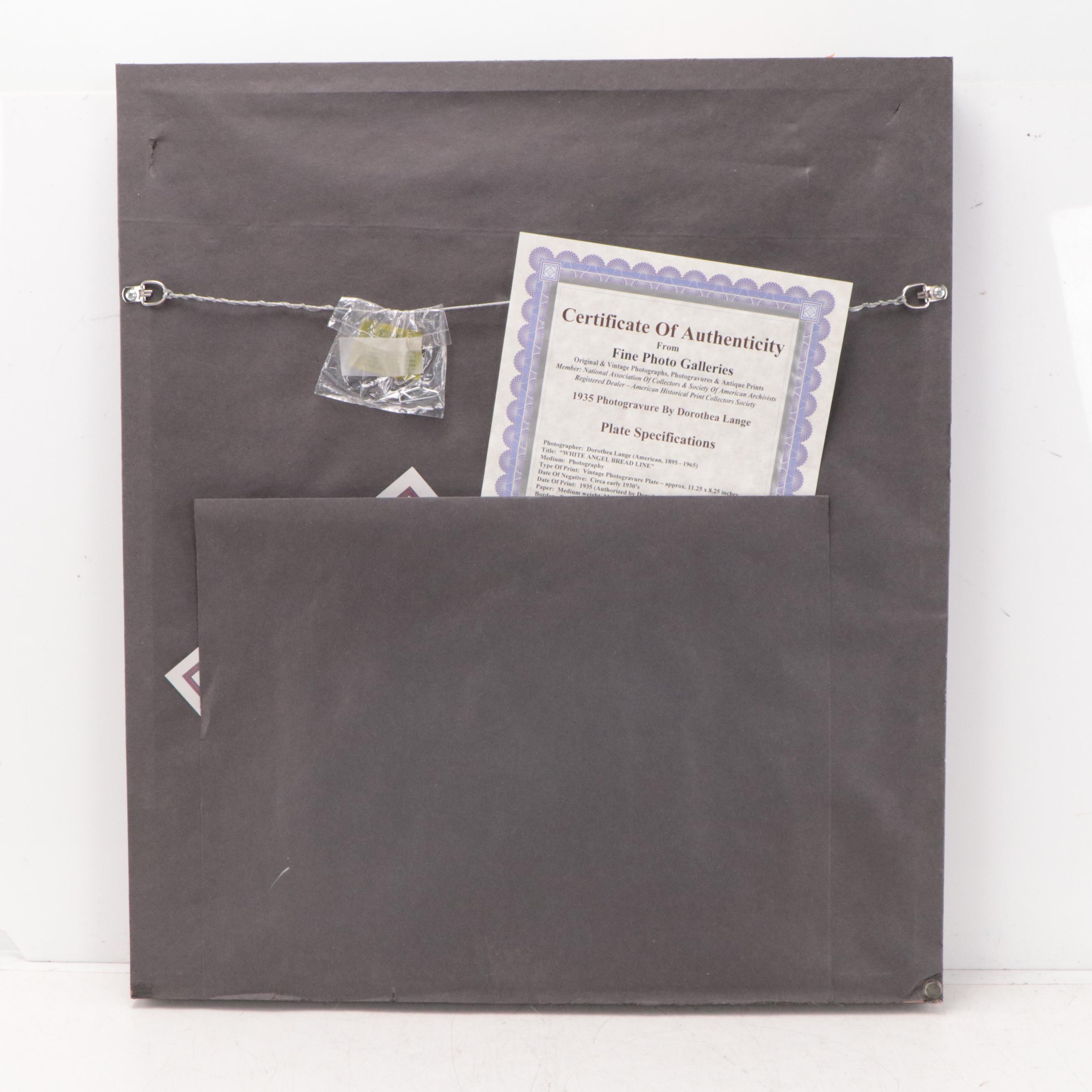 Photogravure of Dorothea Lange's "White Angel Bread Line," 1930s