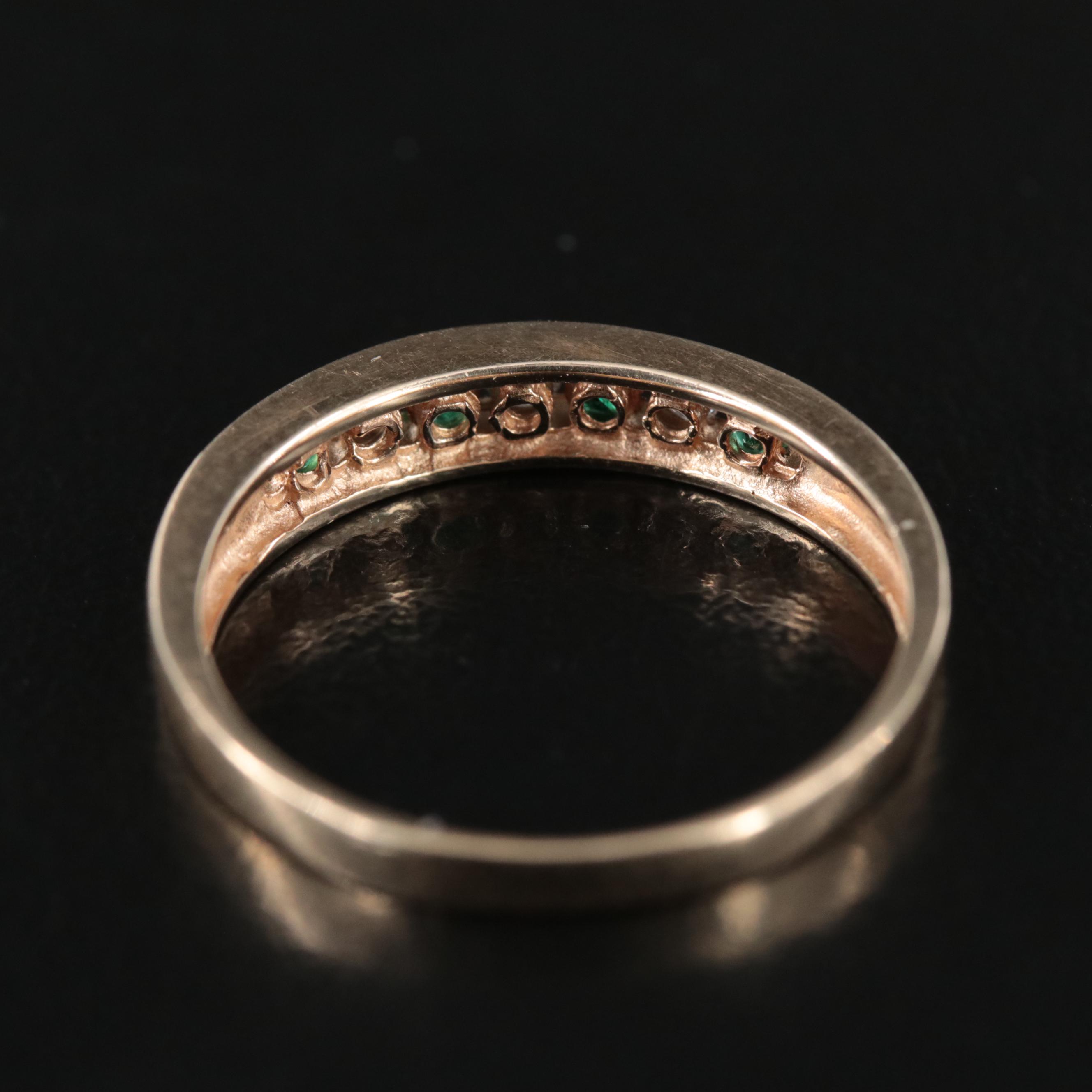 10K Alternating Emerald and Diamond Channel Set Band