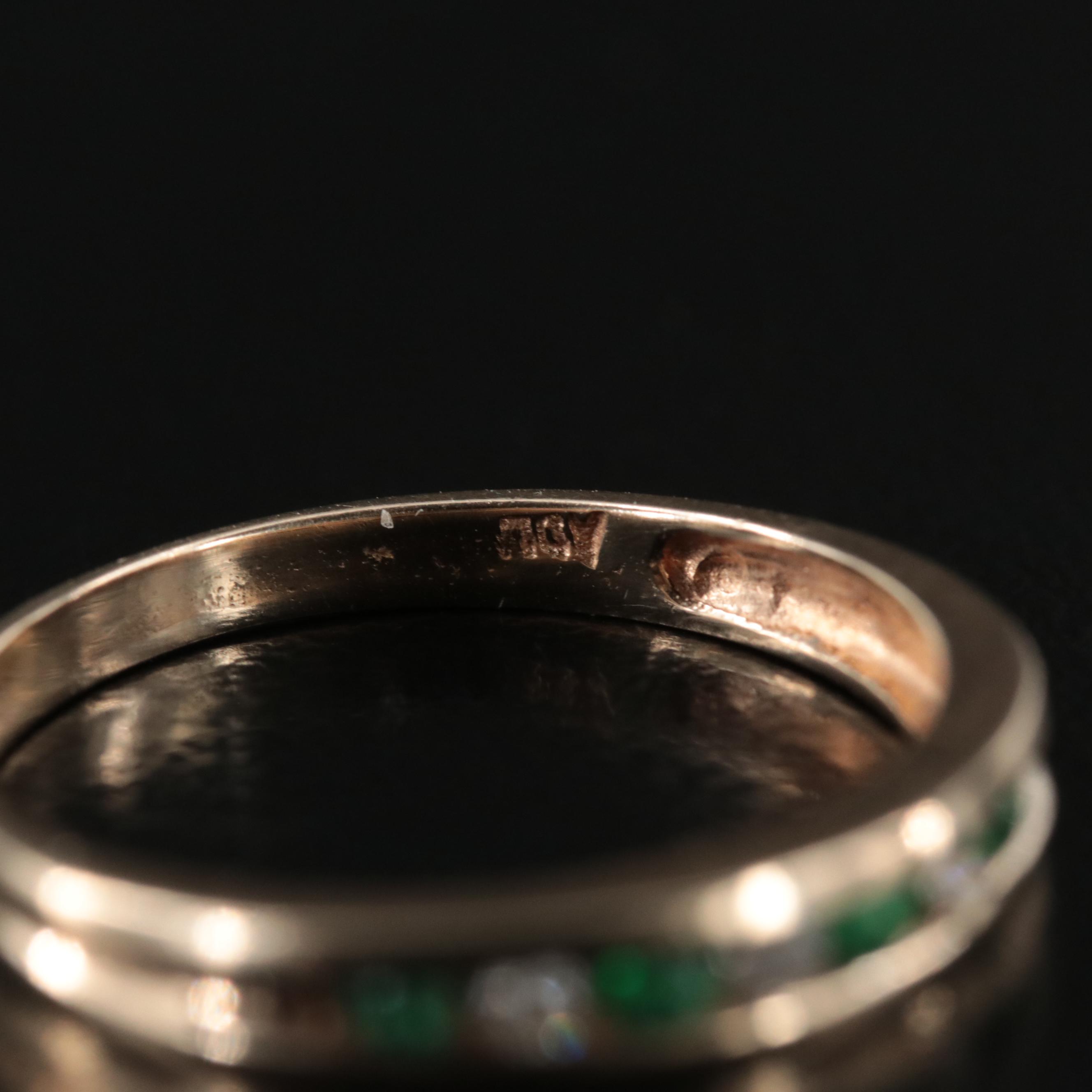 10K Alternating Emerald and Diamond Channel Set Band