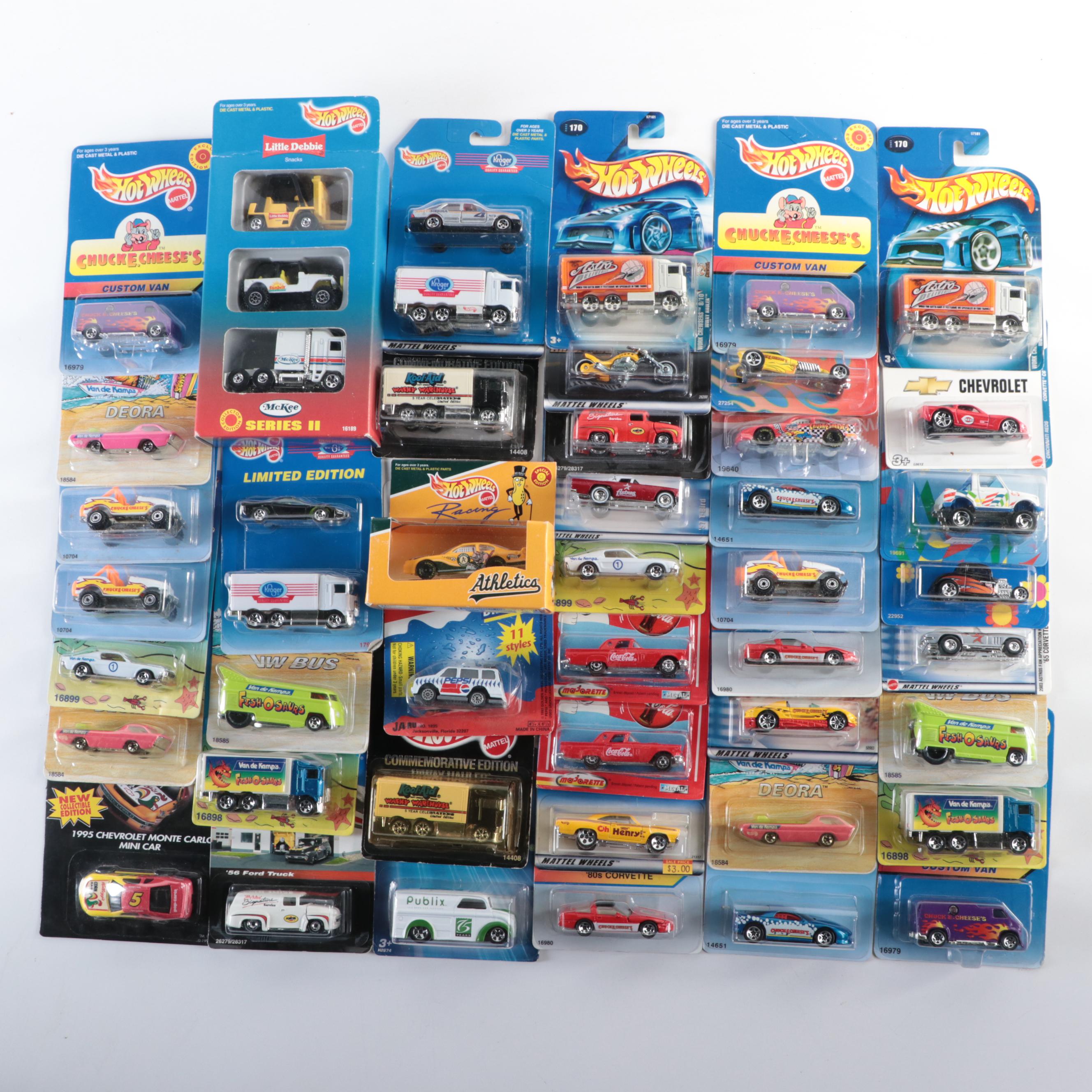 Hot Wheels Chuck E Cheese's "Custom Van" and Other Toy Cars