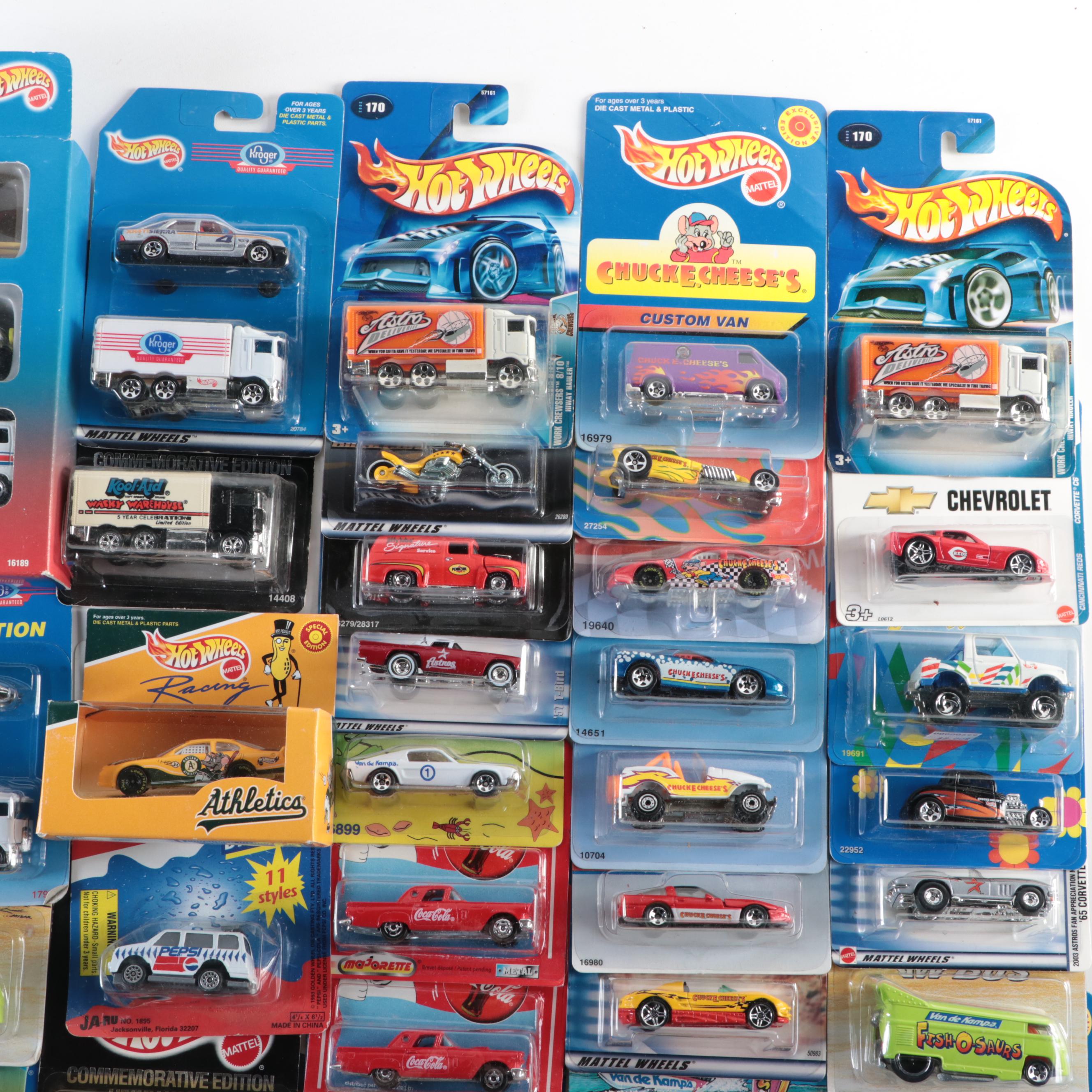 Hot Wheels Chuck E Cheese's "Custom Van" and Other Toy Cars