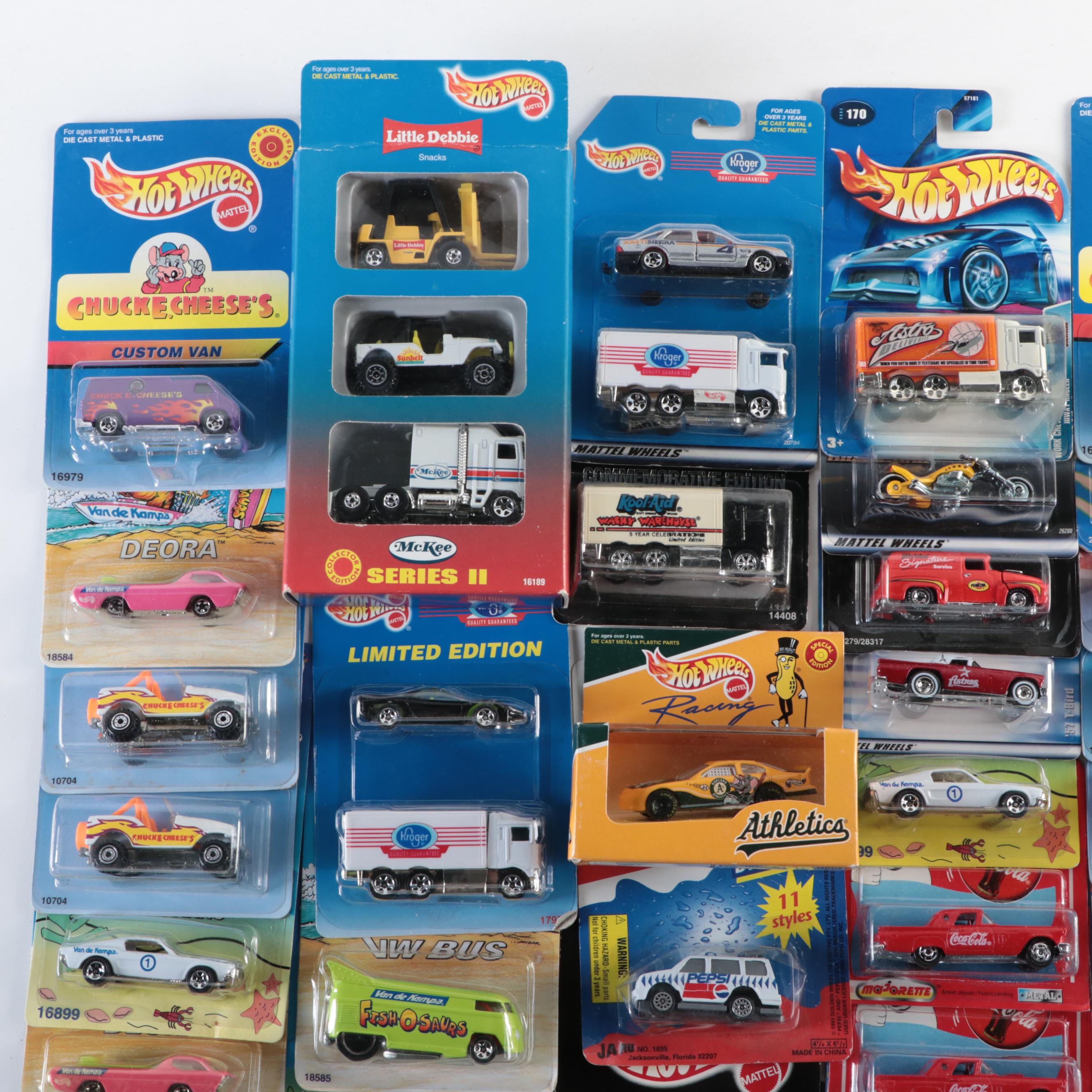 Hot Wheels Chuck E Cheese's "Custom Van" and Other Toy Cars