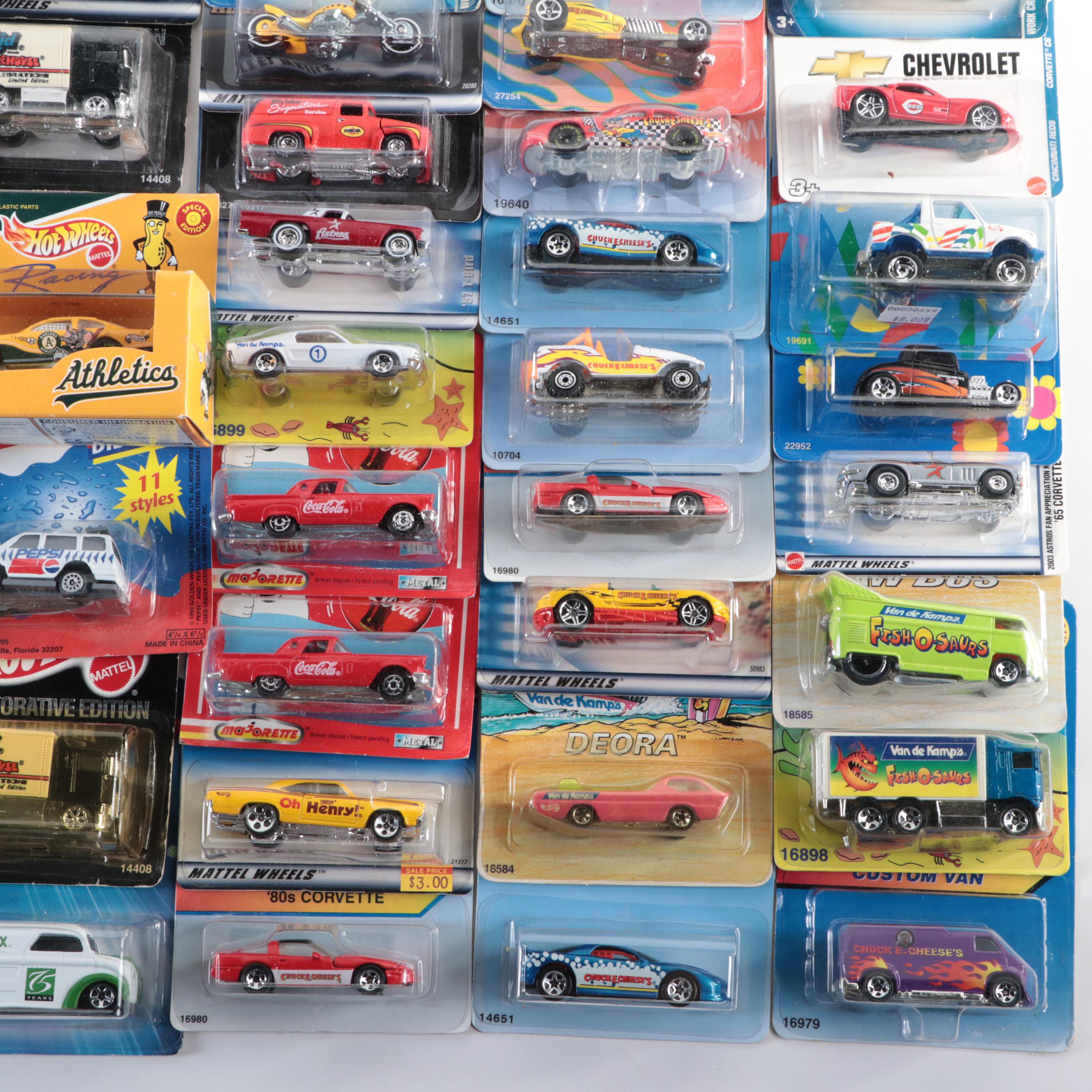 Hot Wheels Chuck E Cheese's "Custom Van" and Other Toy Cars