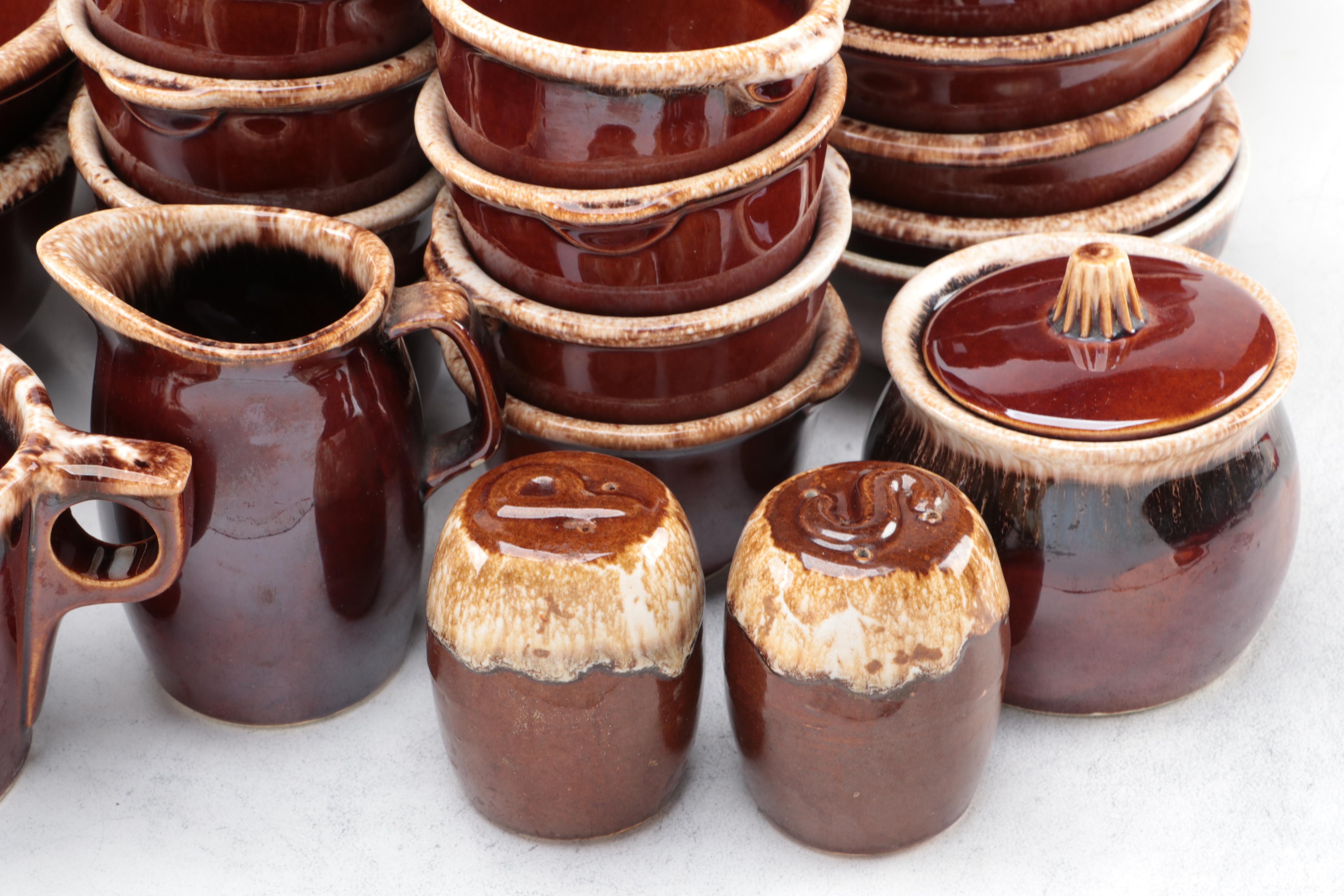 Hull and Other Brown Drip Glazed Dinnerware and Serving Pieces