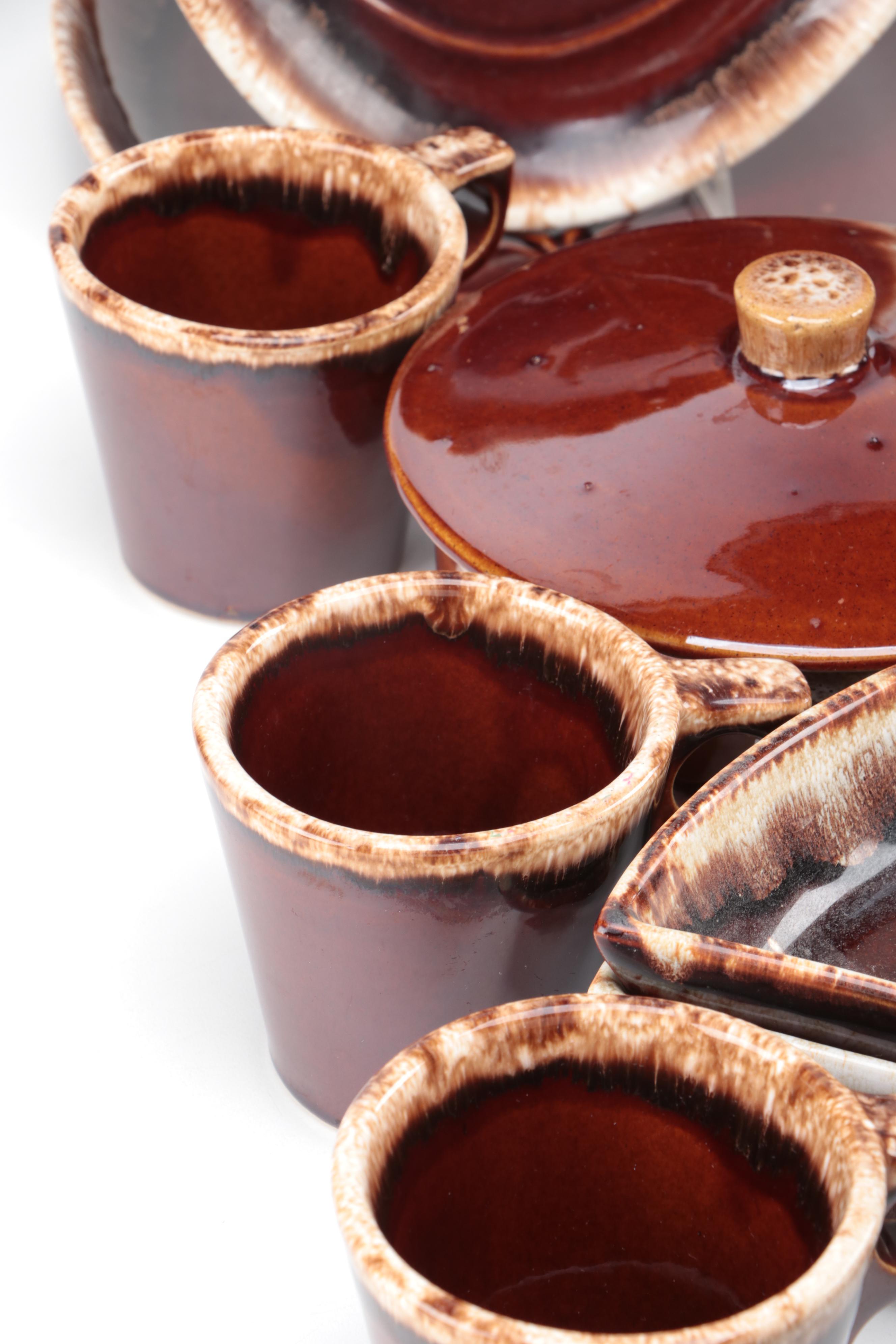 Hull and Other Brown Drip Glazed Dinnerware and Serving Pieces