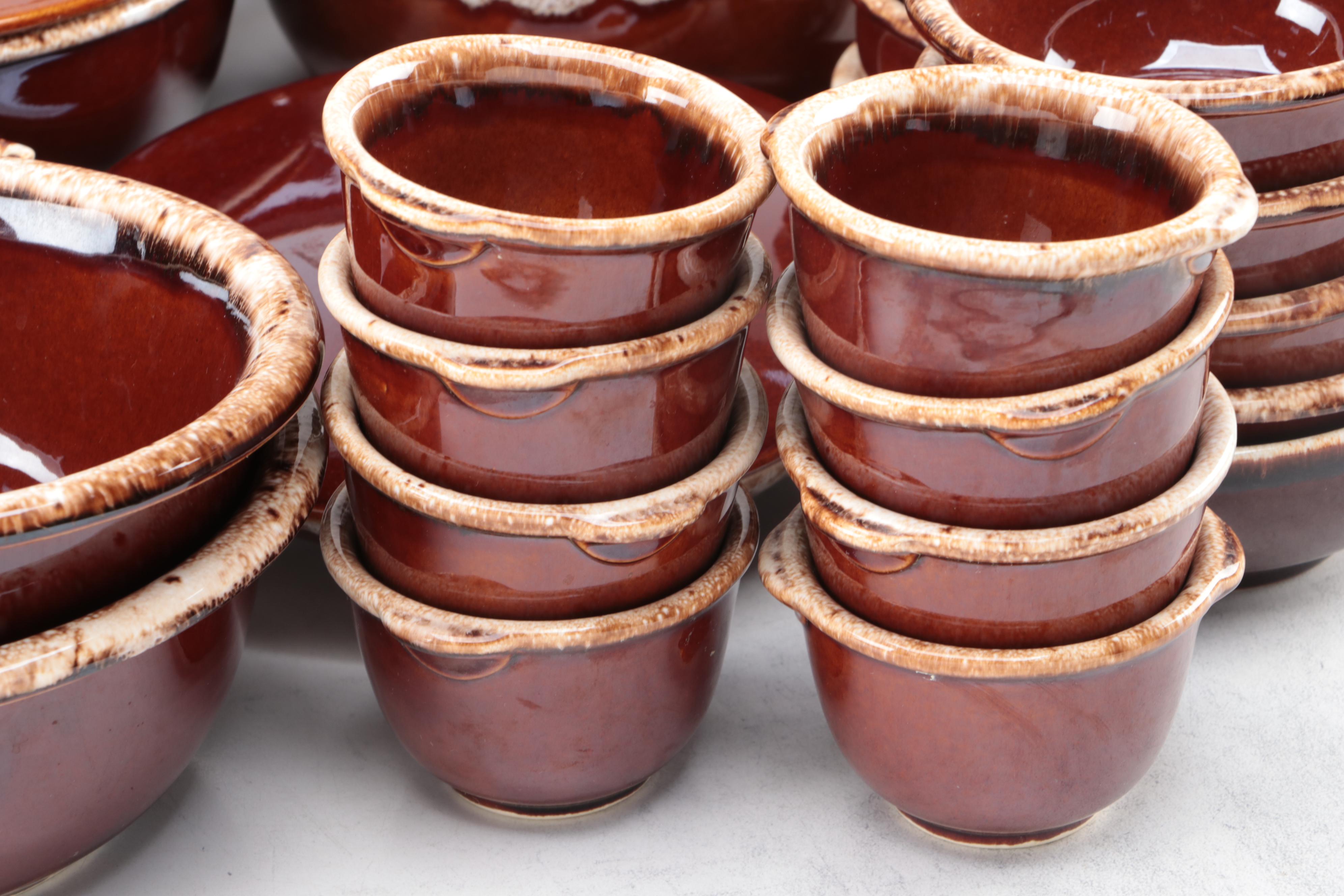 Hull and Other Brown Drip Glazed Dinnerware and Serving Pieces
