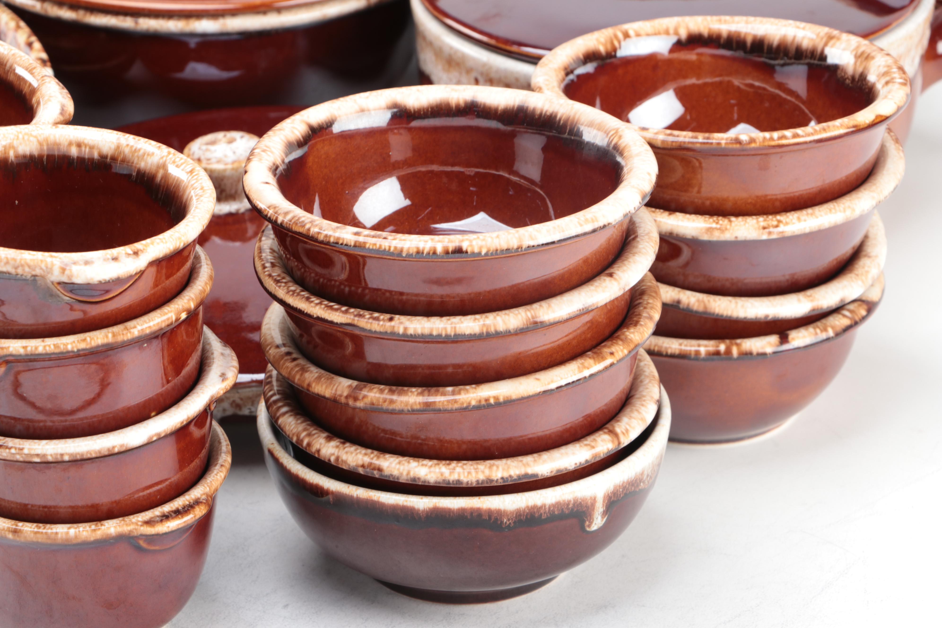 Hull and Other Brown Drip Glazed Dinnerware and Serving Pieces