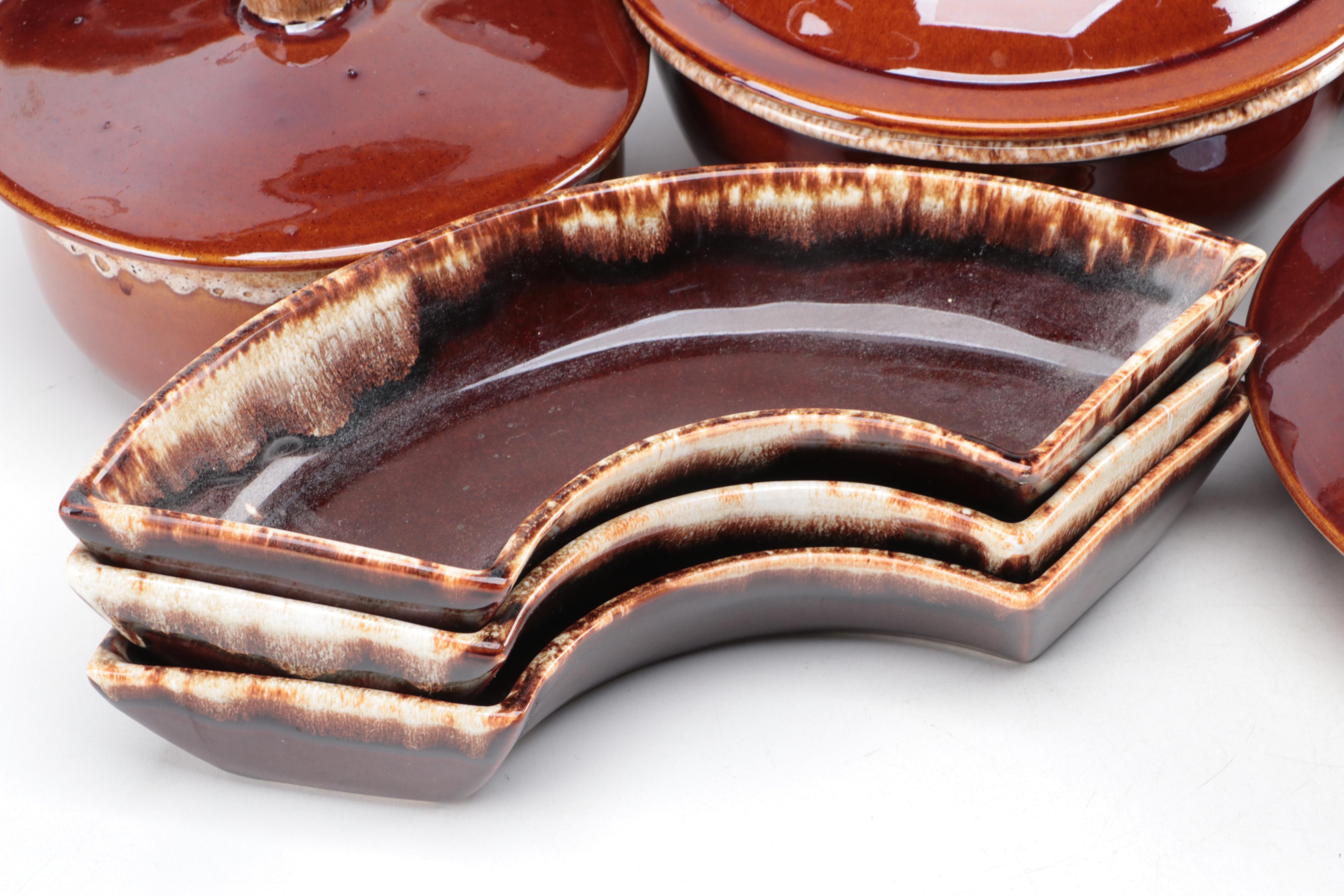Hull and Other Brown Drip Glazed Dinnerware and Serving Pieces