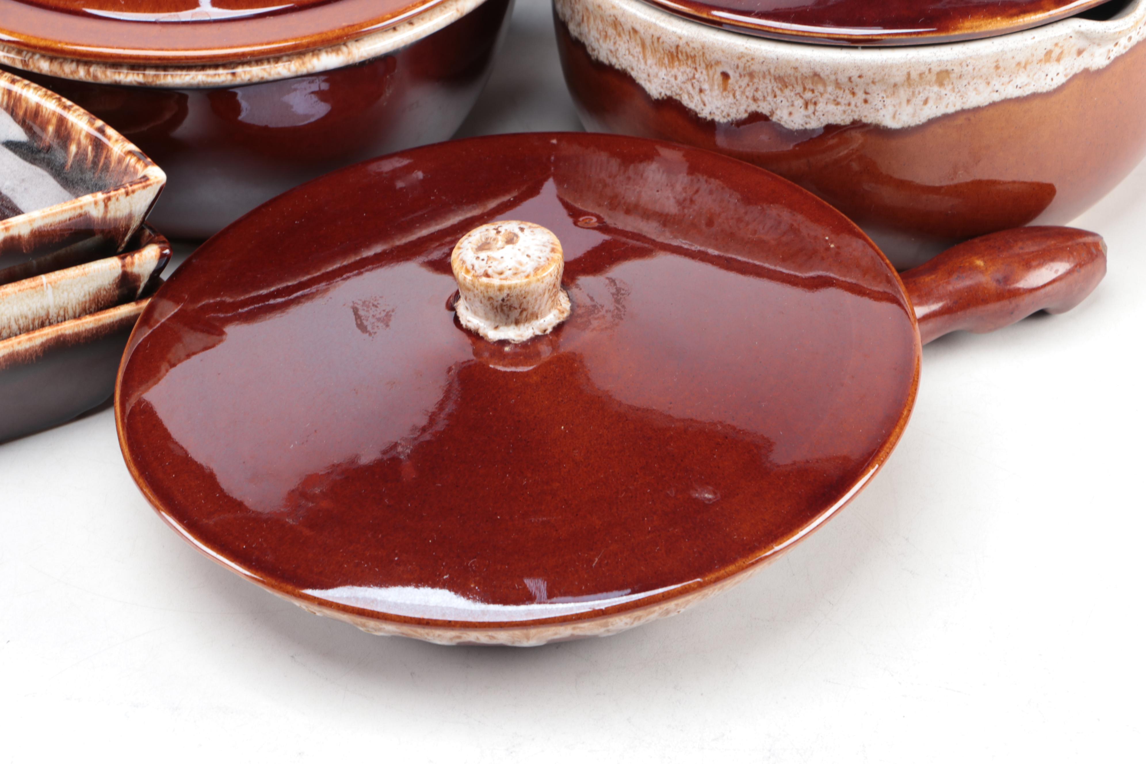 Hull and Other Brown Drip Glazed Dinnerware and Serving Pieces