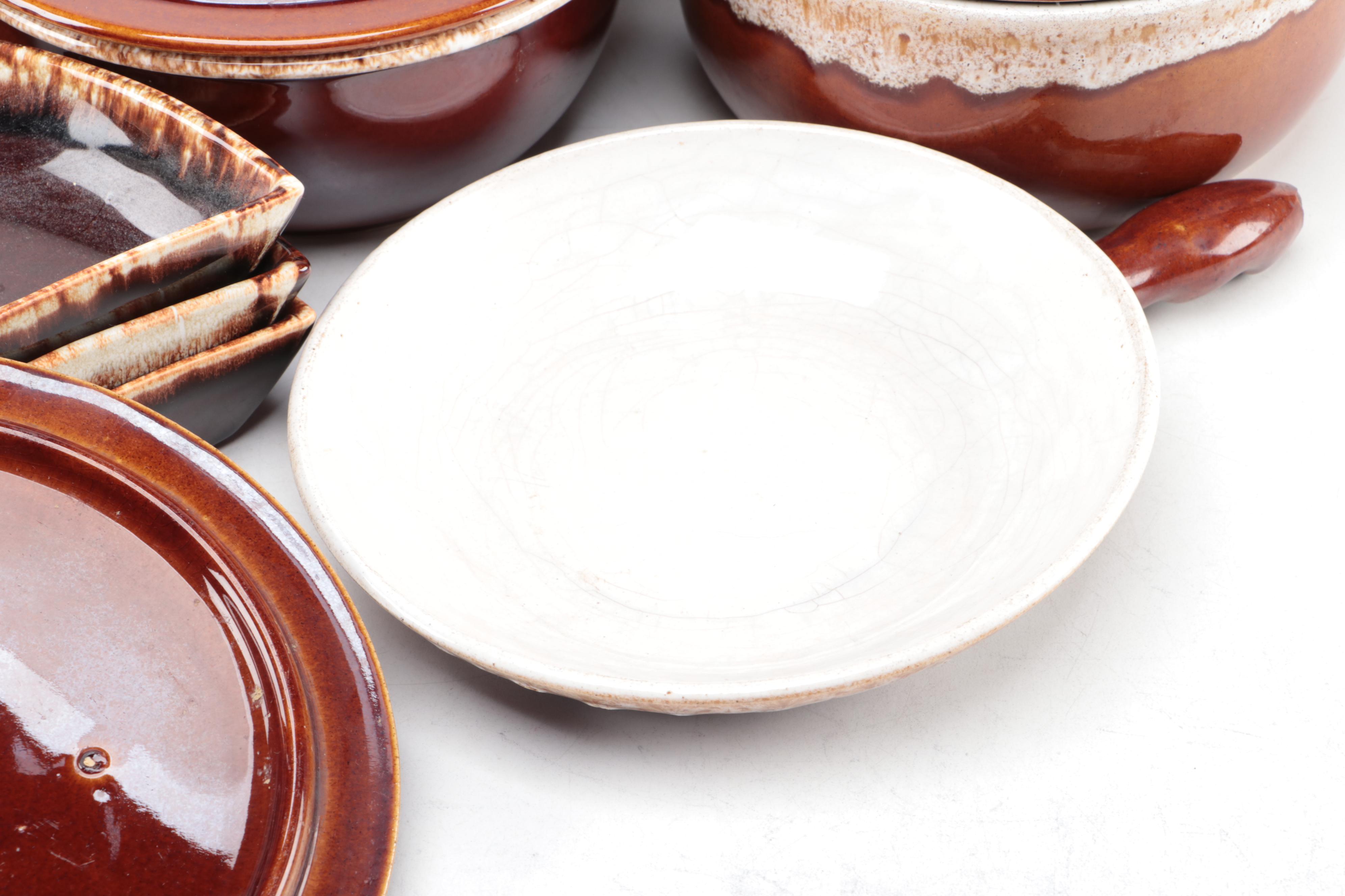 Hull and Other Brown Drip Glazed Dinnerware and Serving Pieces