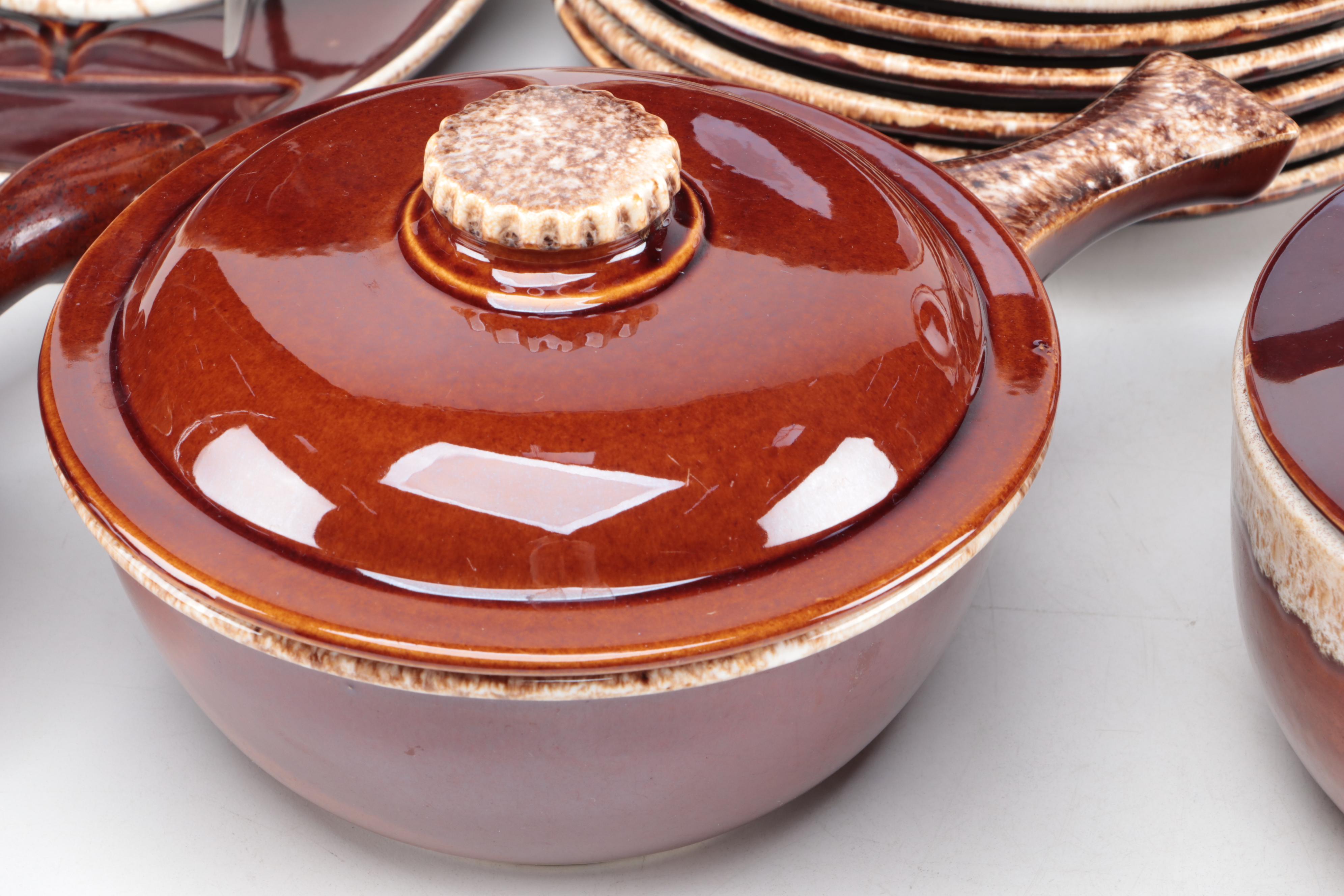 Hull and Other Brown Drip Glazed Dinnerware and Serving Pieces