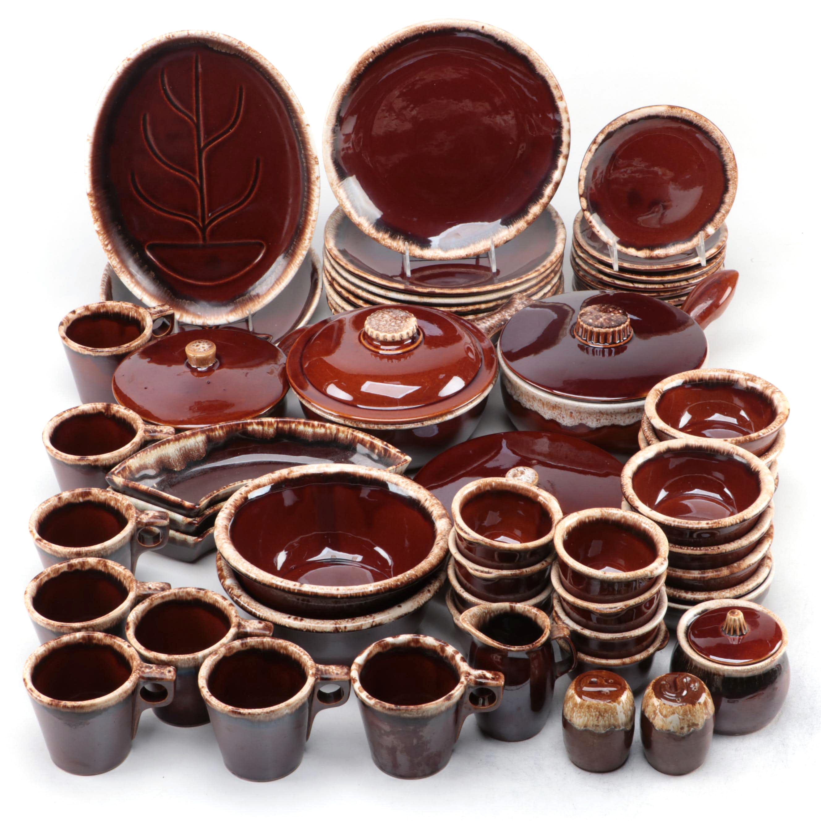 Hull and Other Brown Drip Glazed Dinnerware and Serving Pieces