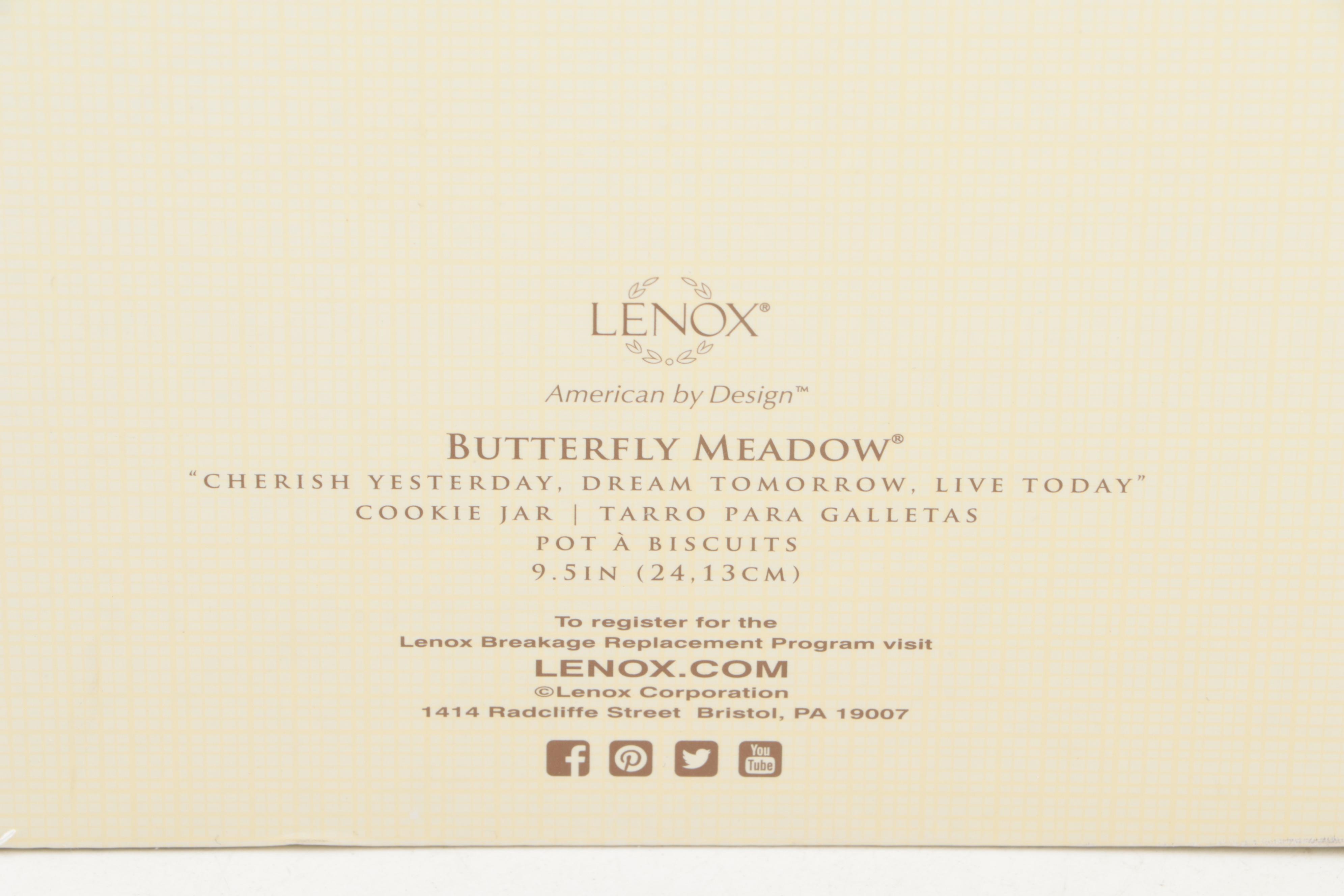 Louise Le Luyer for Lenox "Butterfly Meadow" Bone China Cookie Jar