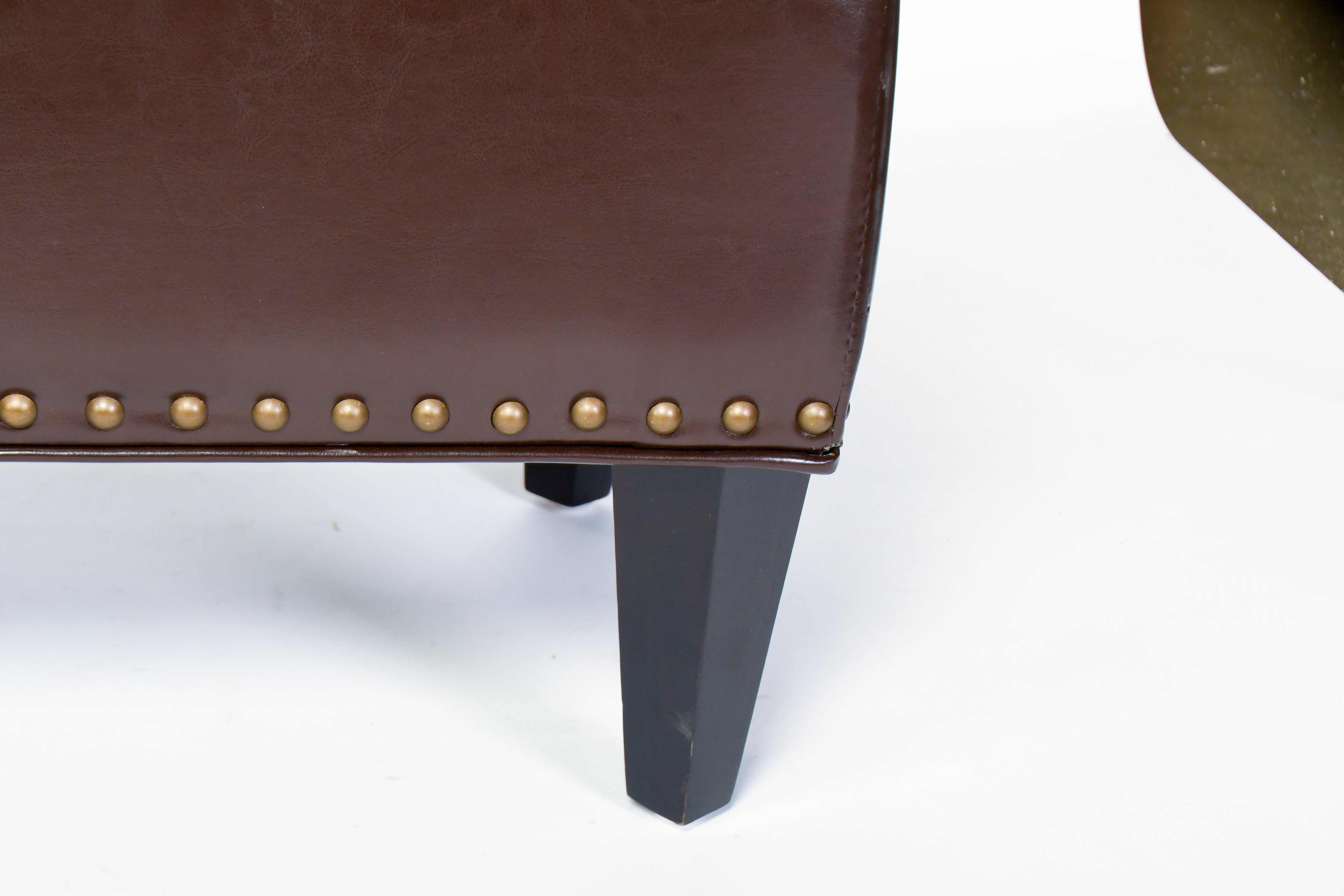 Lift Top Button Tufted Vinyl Storage Ottoman