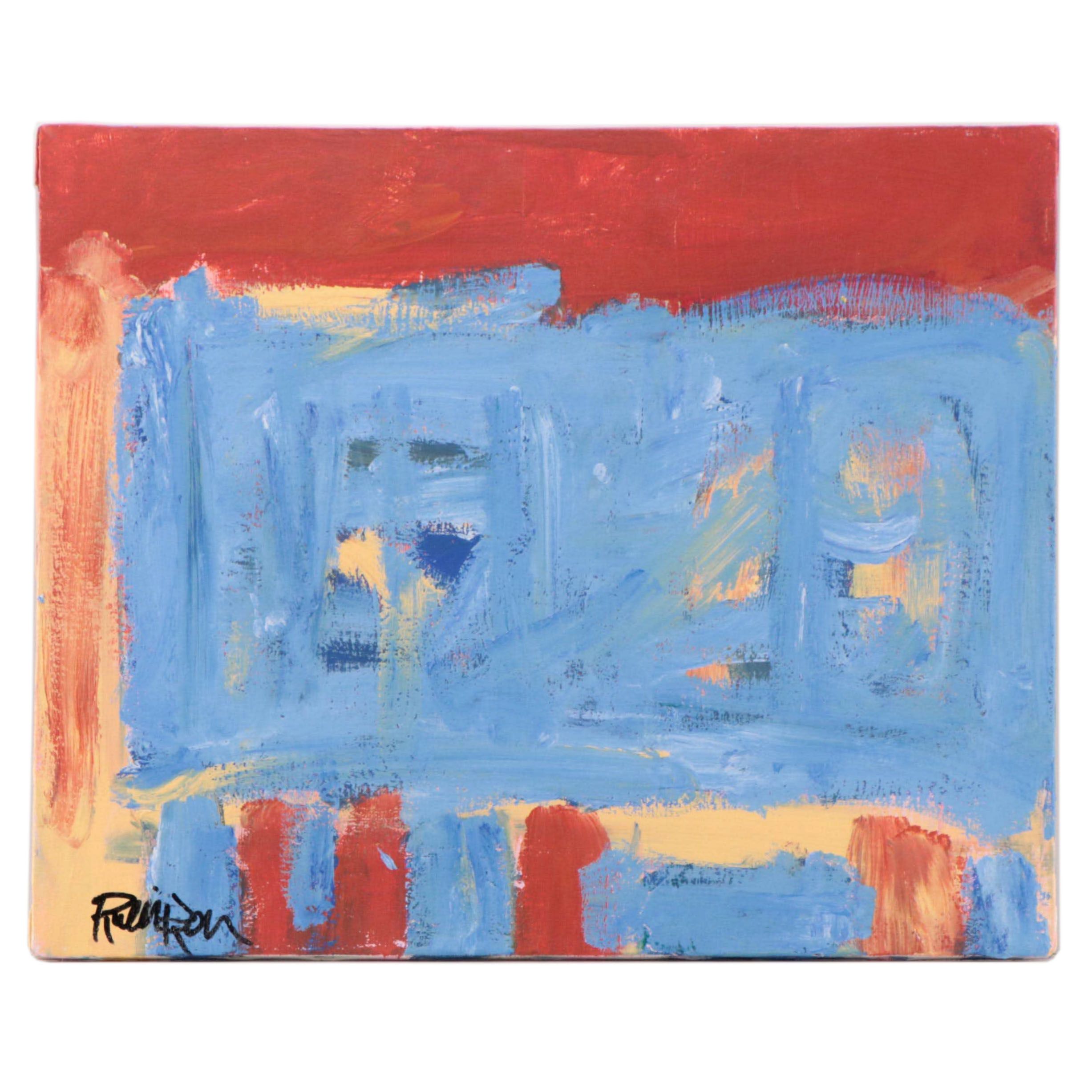 Robbie Kemper Abstract Acrylic Painting "Blue Blocks," 21st Century