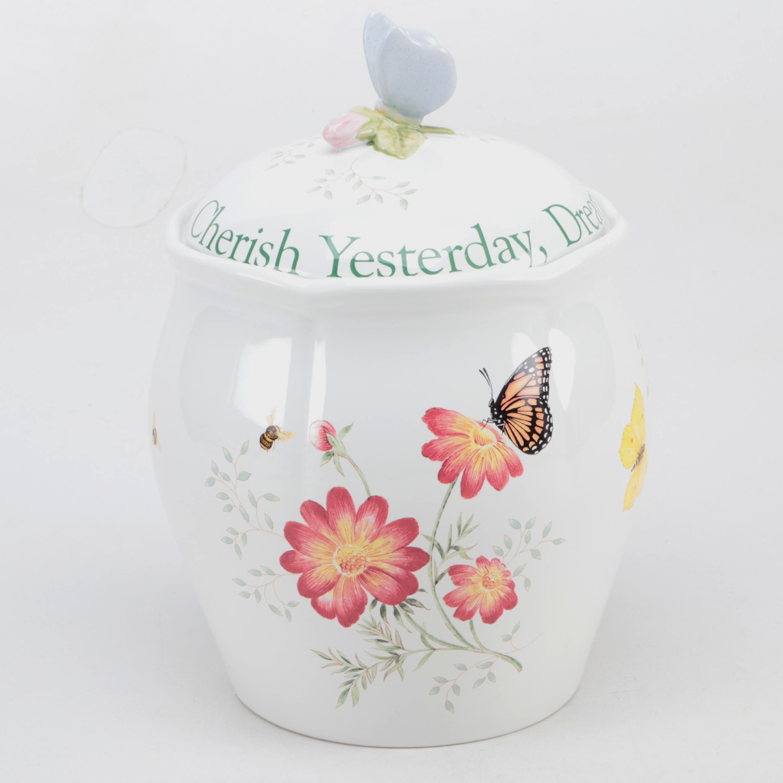 Louise Le Luyer for Lenox "Butterfly Meadow" Bone China Cookie Jar