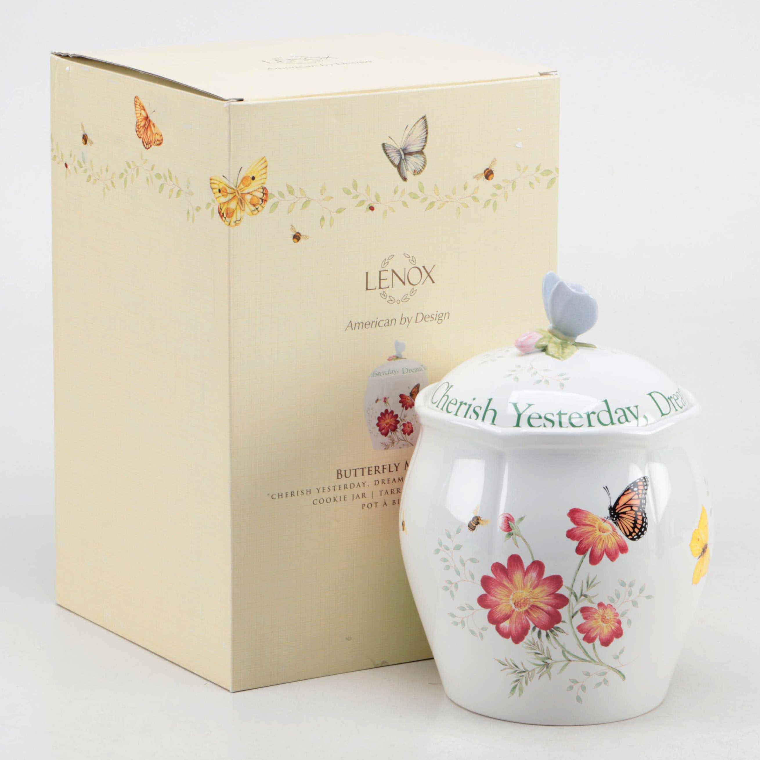 Louise Le Luyer for Lenox "Butterfly Meadow" Bone China Cookie Jar