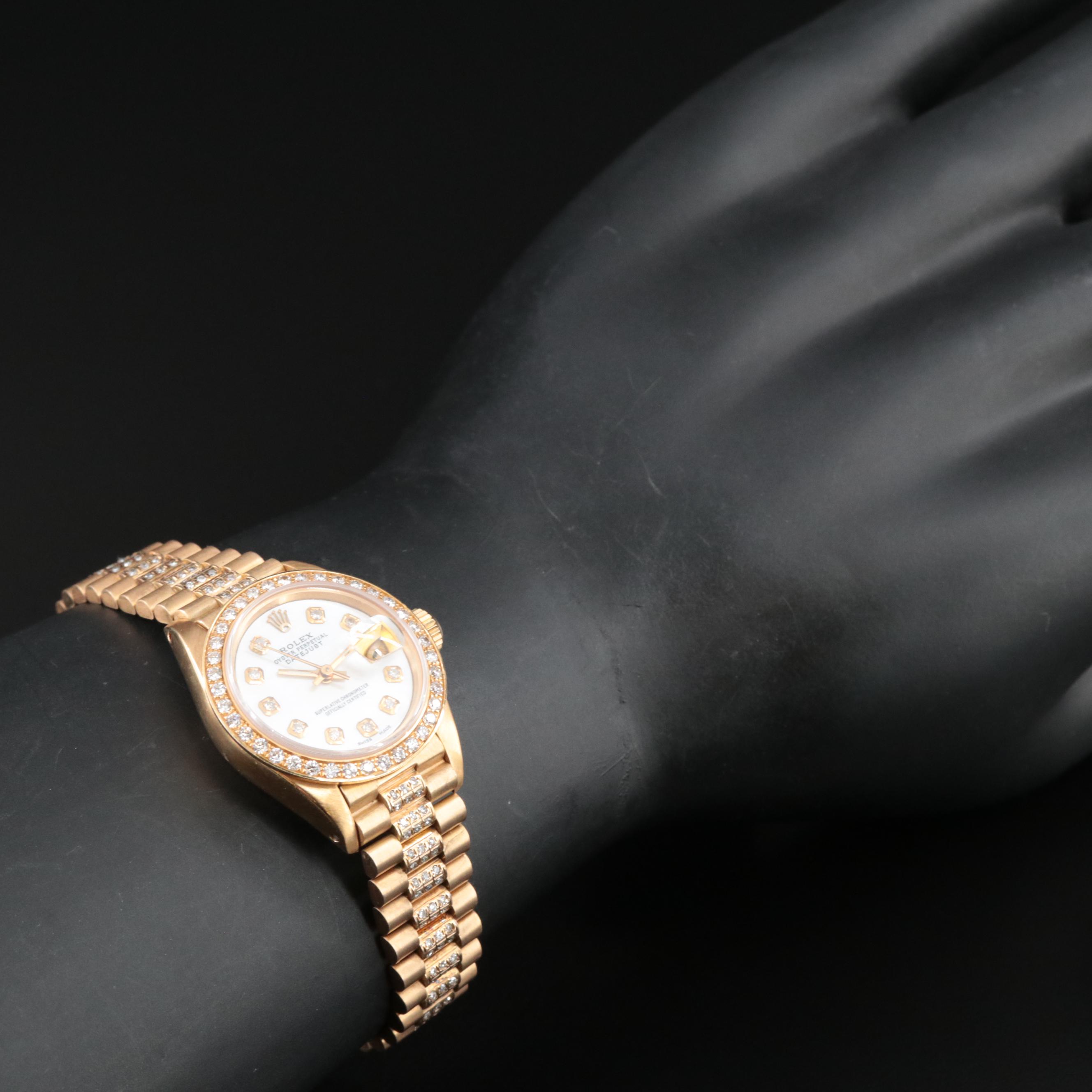 1980 Rolex Datejust Watch with Custom Diamond Bezel, Dial and Bracelet