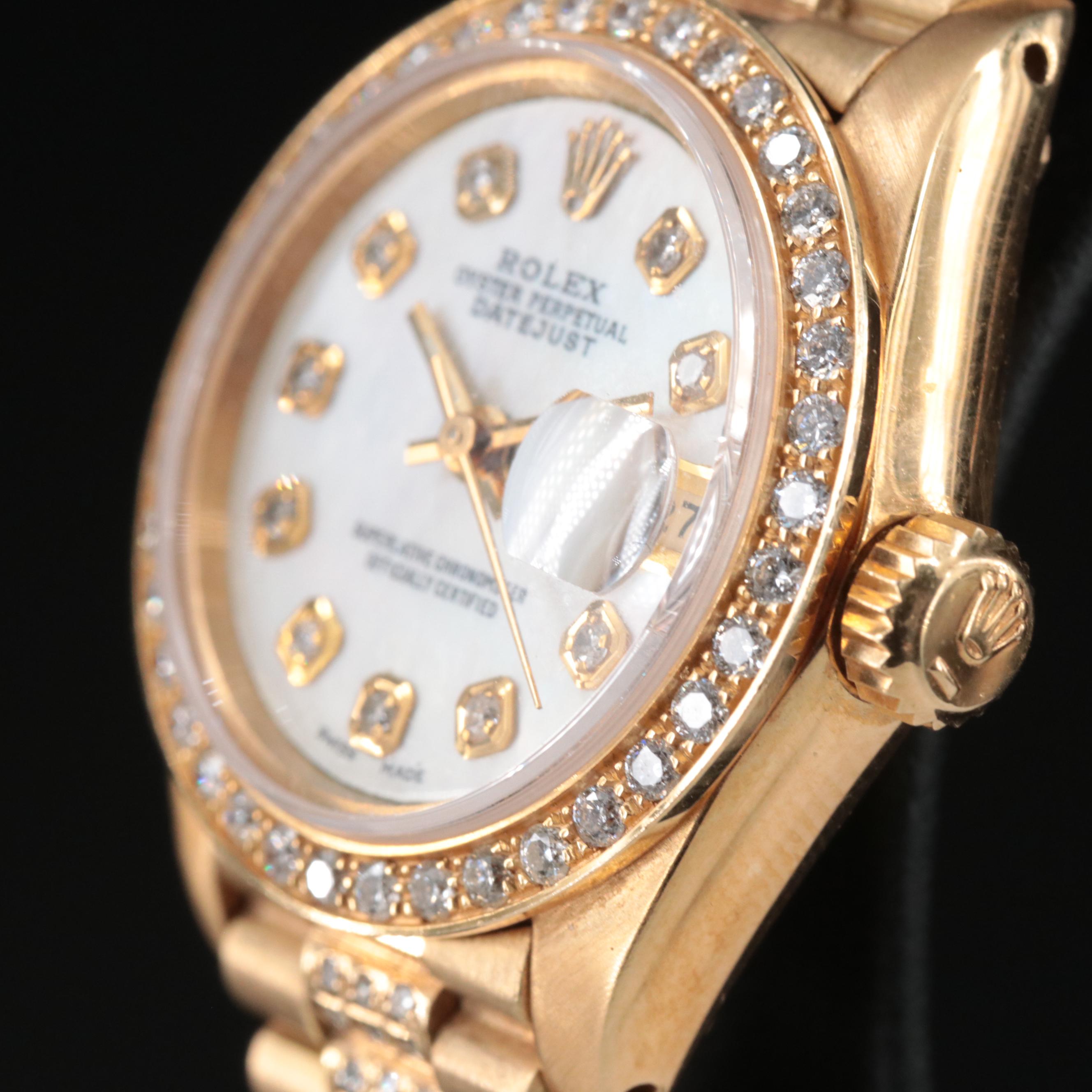 1980 Rolex Datejust Watch with Custom Diamond Bezel, Dial and Bracelet
