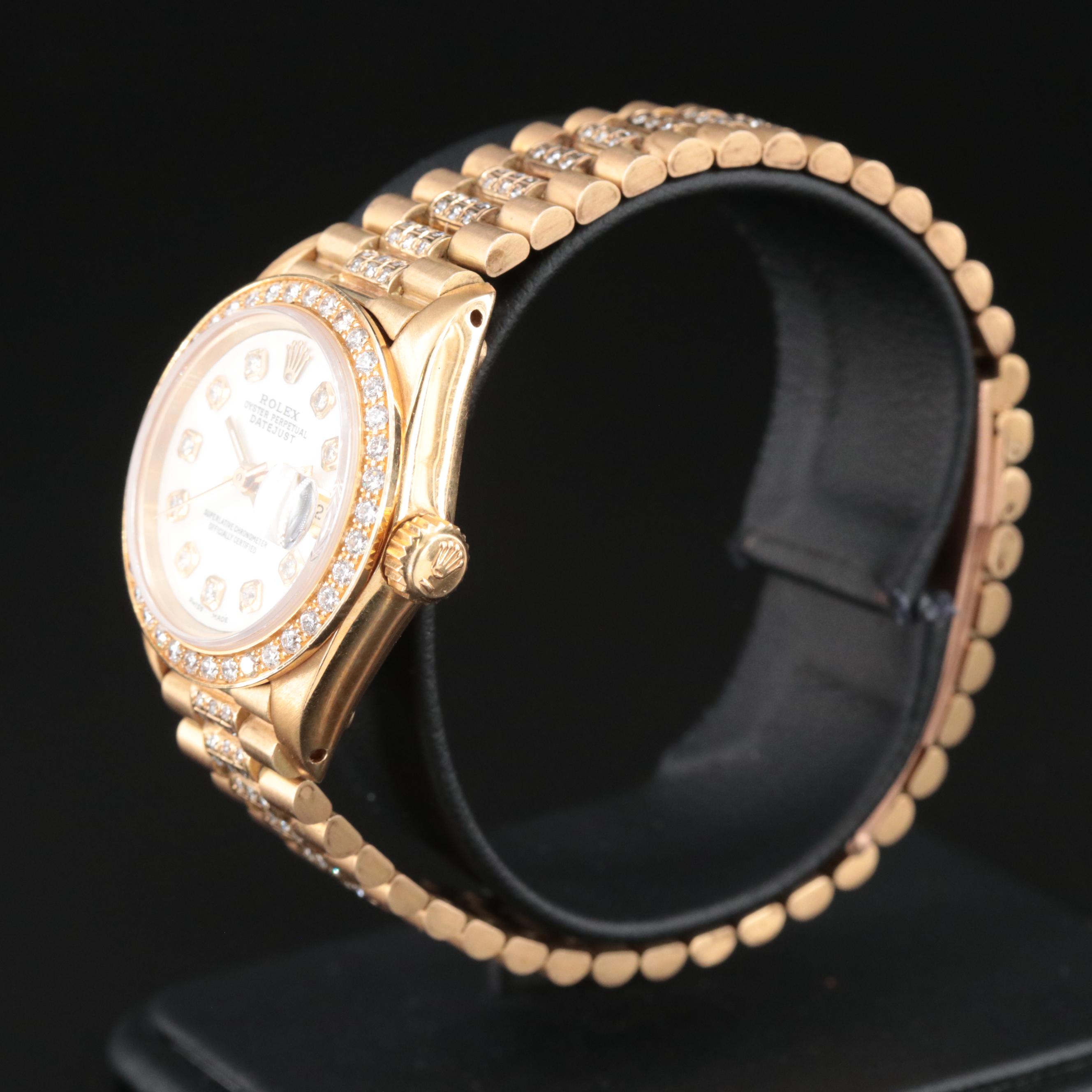 1980 Rolex Datejust Watch with Custom Diamond Bezel, Dial and Bracelet