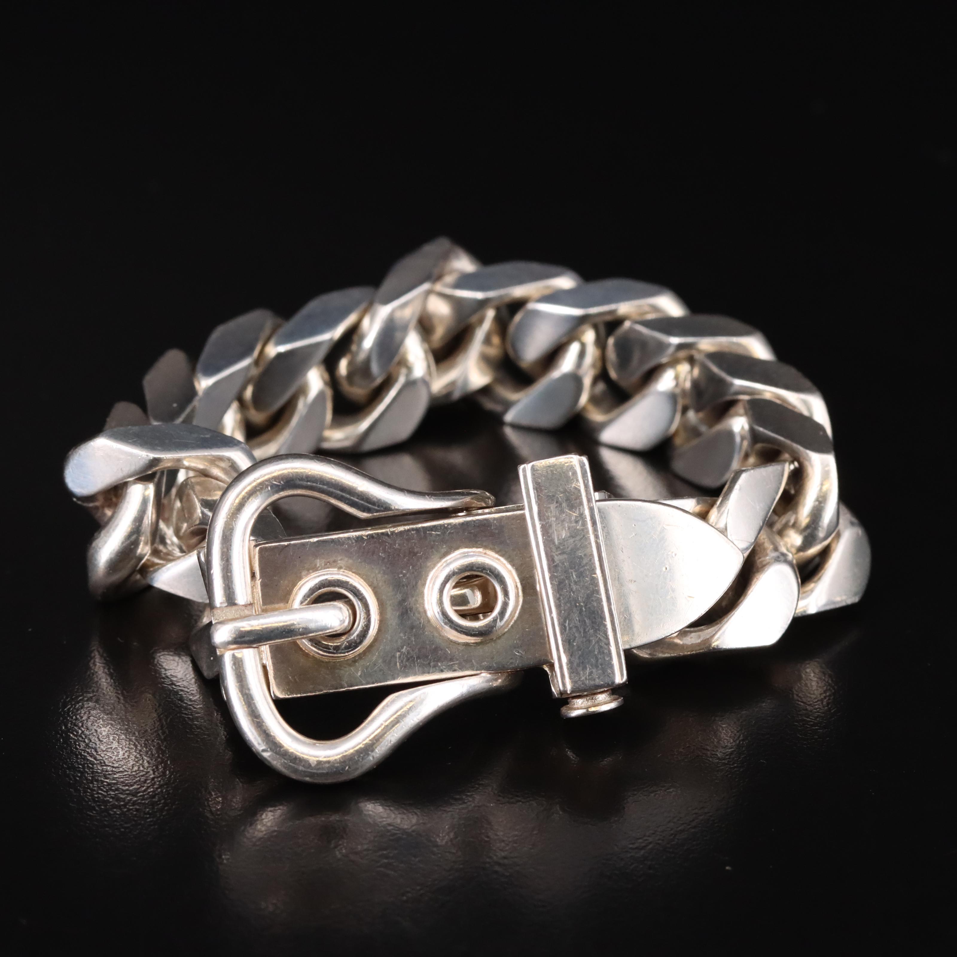 Hermès Vintage Sterling "Boucle Sellier" Link Bracelet