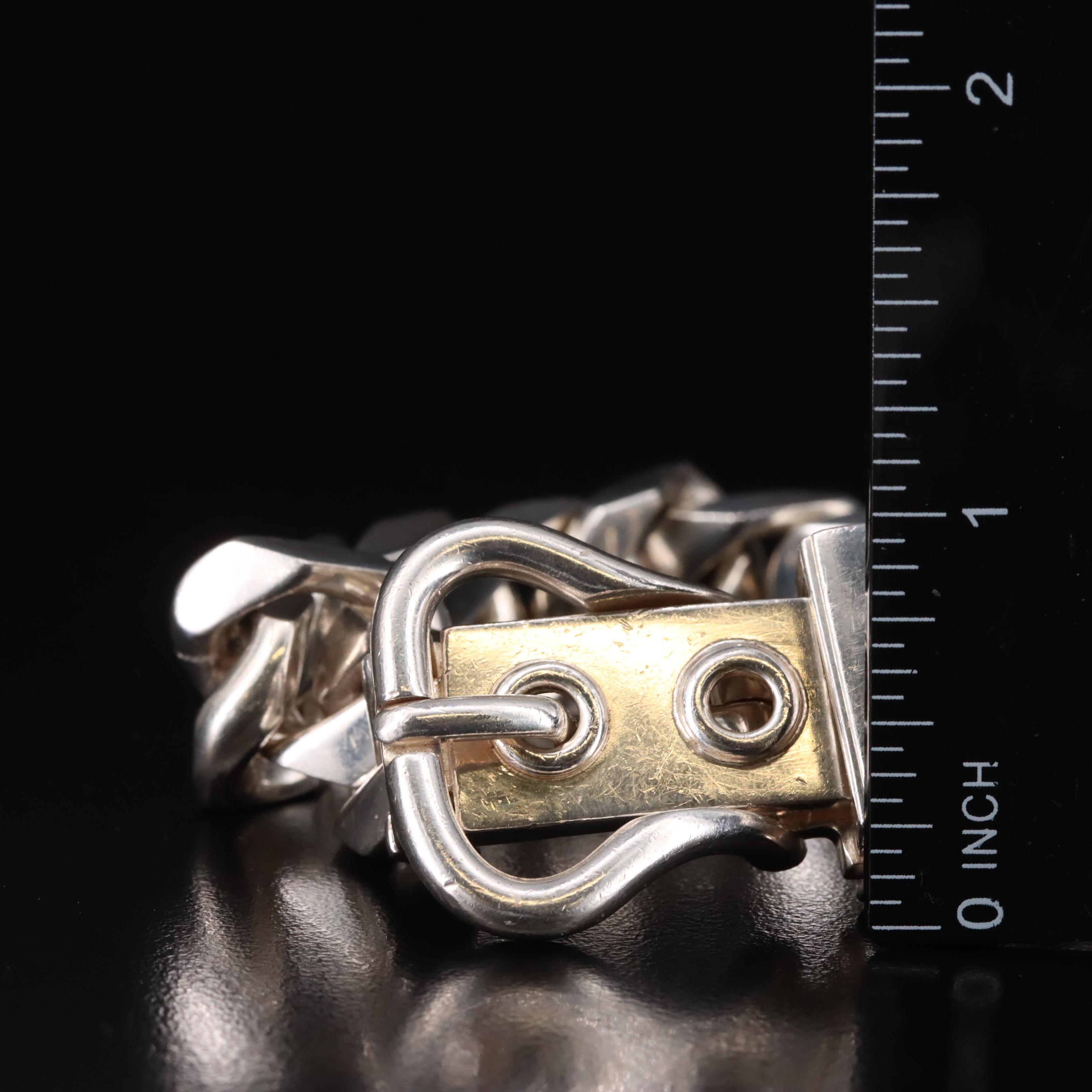 Hermès Vintage Sterling "Boucle Sellier" Link Bracelet