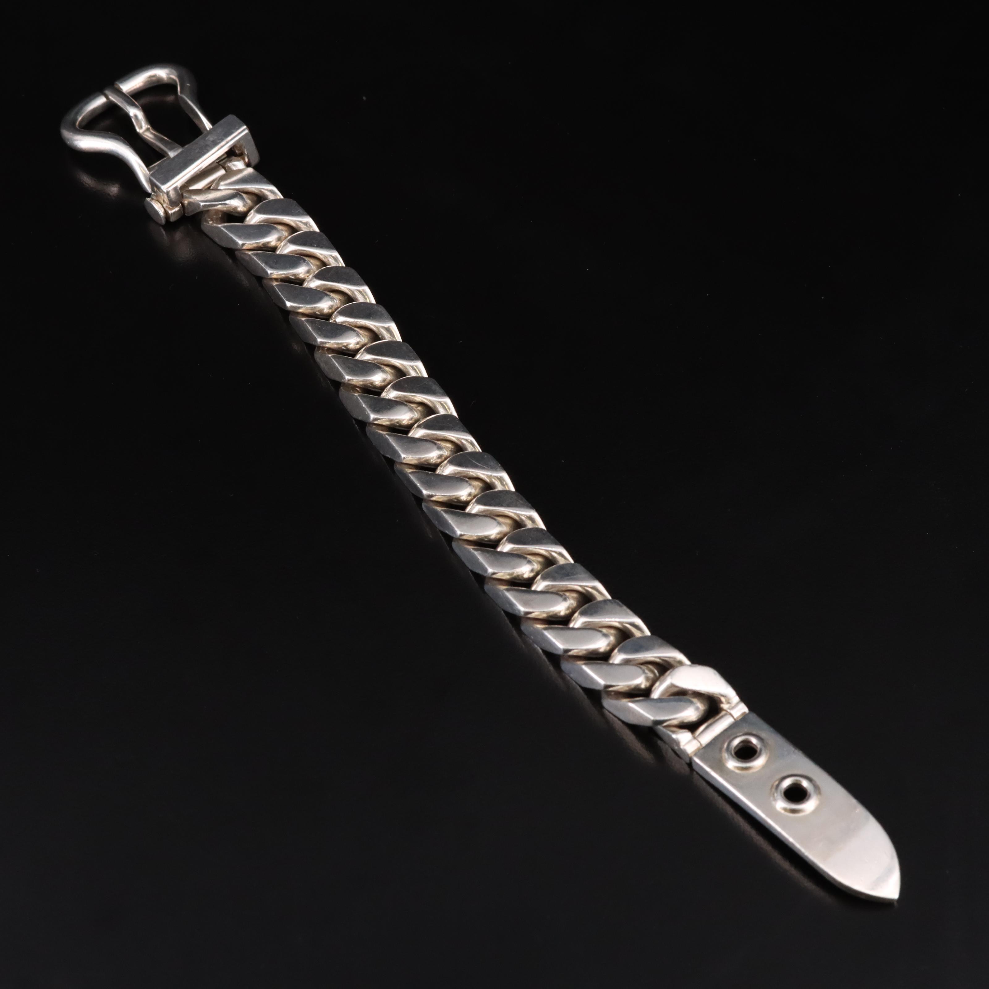 Hermès Vintage Sterling "Boucle Sellier" Link Bracelet