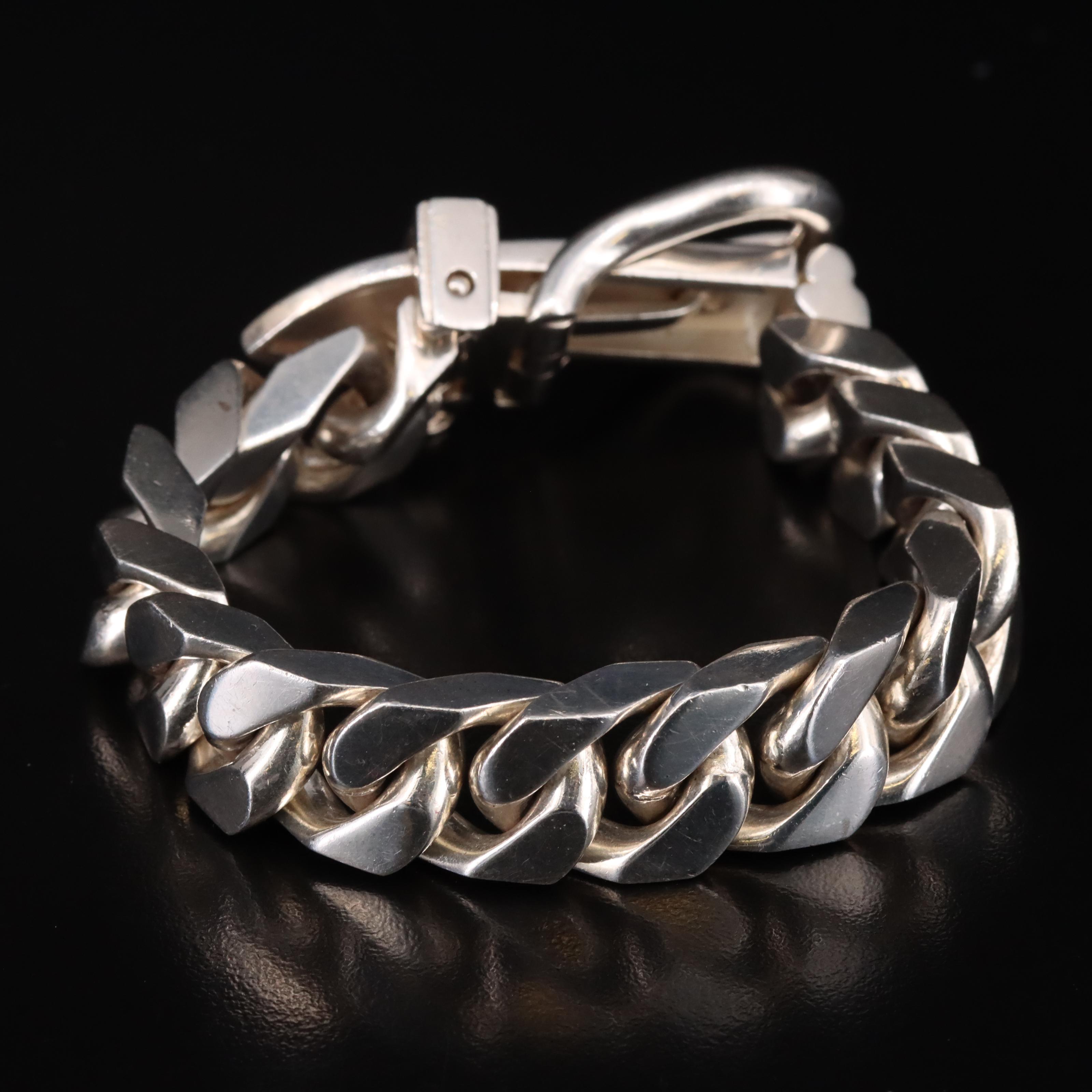 Hermès Vintage Sterling "Boucle Sellier" Link Bracelet