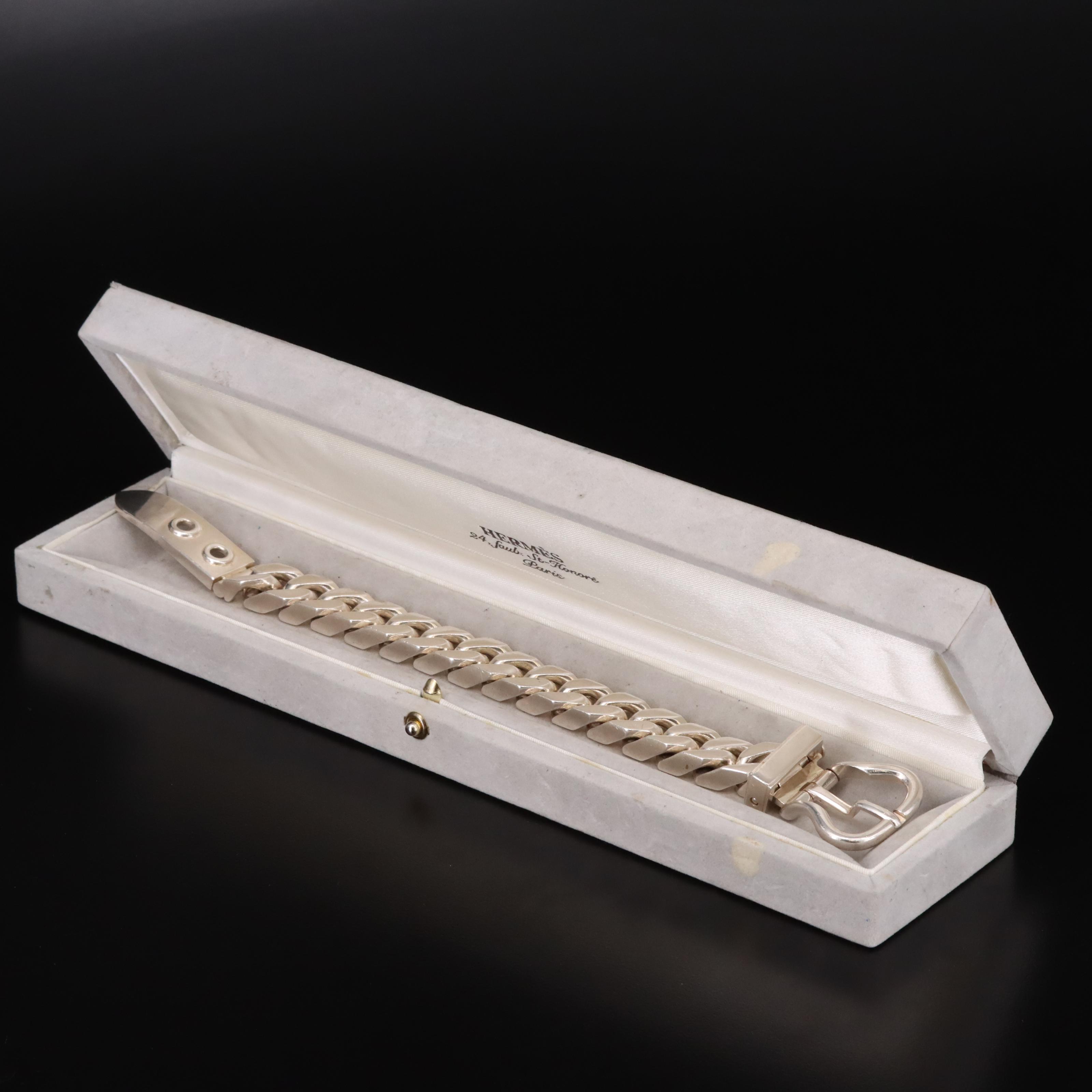 Hermès Vintage Sterling "Boucle Sellier" Link Bracelet