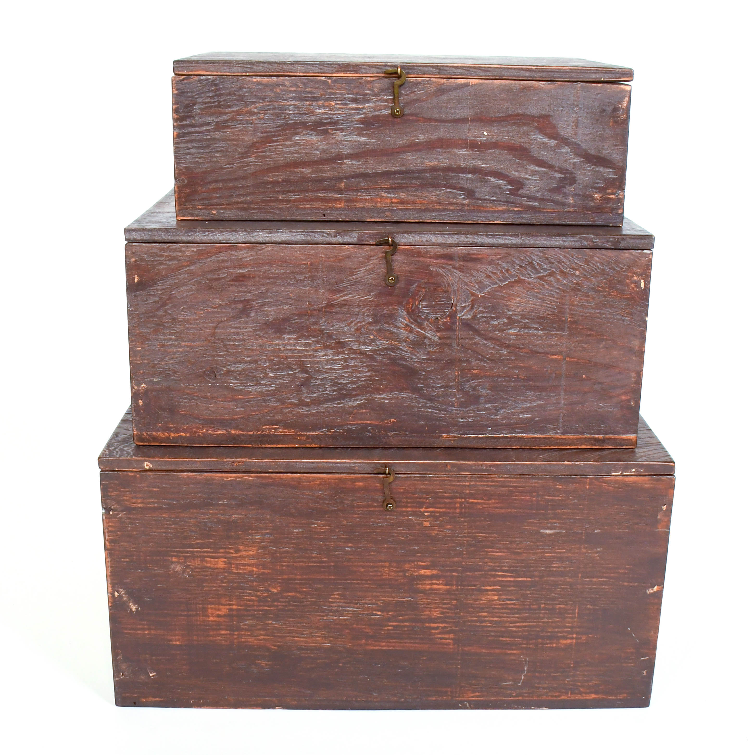 Distressed Wood Panel Decorative Graduated Storage Box