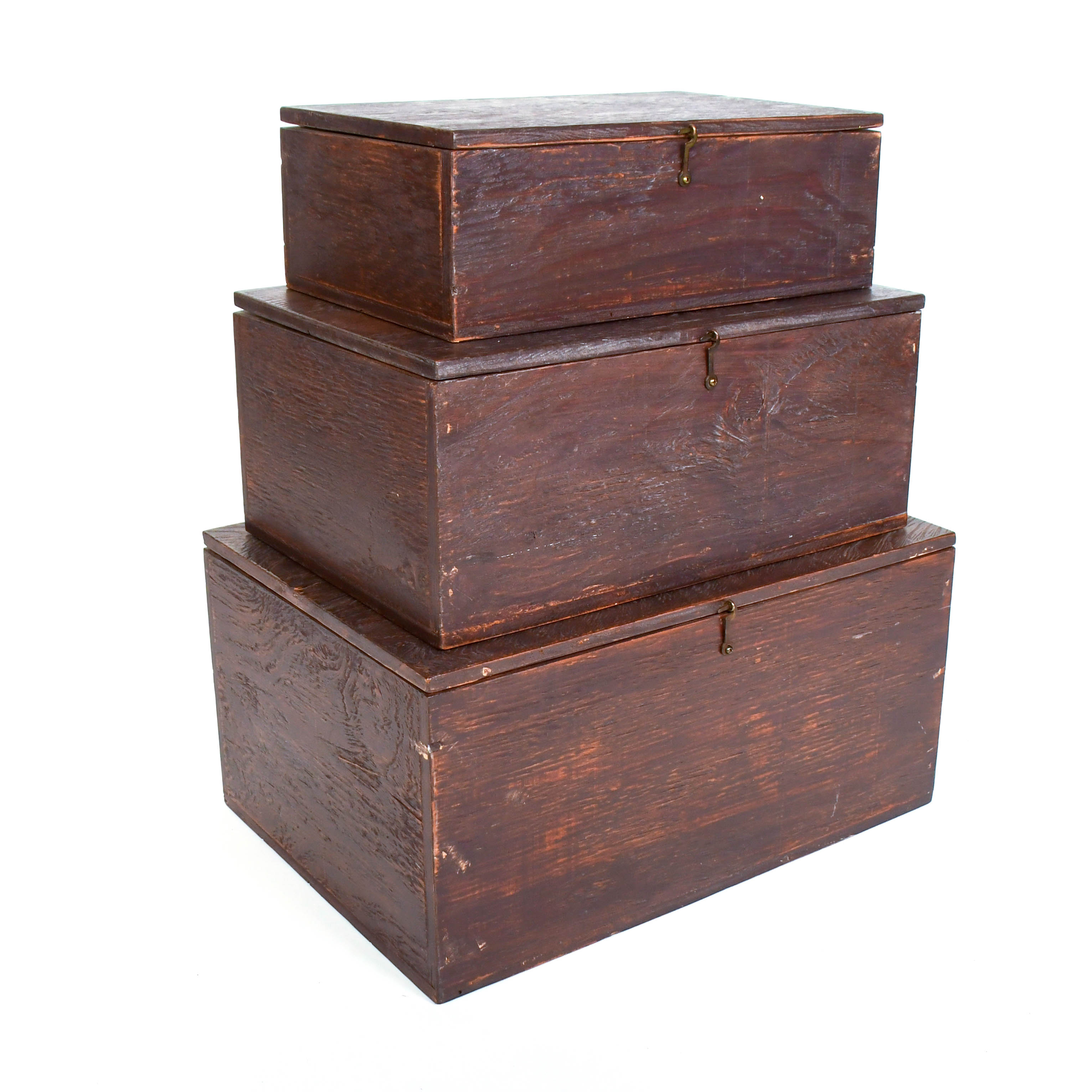 Distressed Wood Panel Decorative Graduated Storage Box
