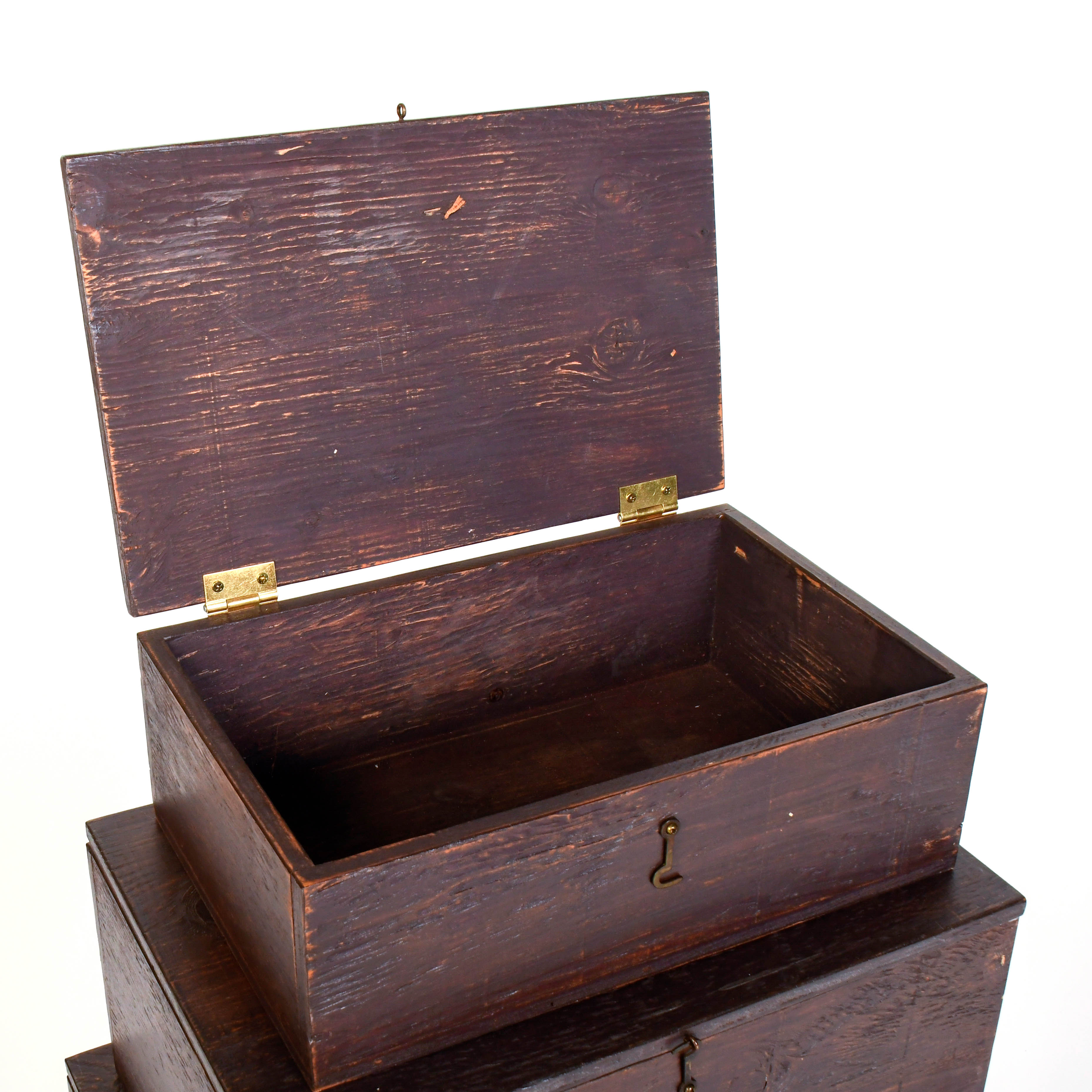 Distressed Wood Panel Decorative Graduated Storage Box