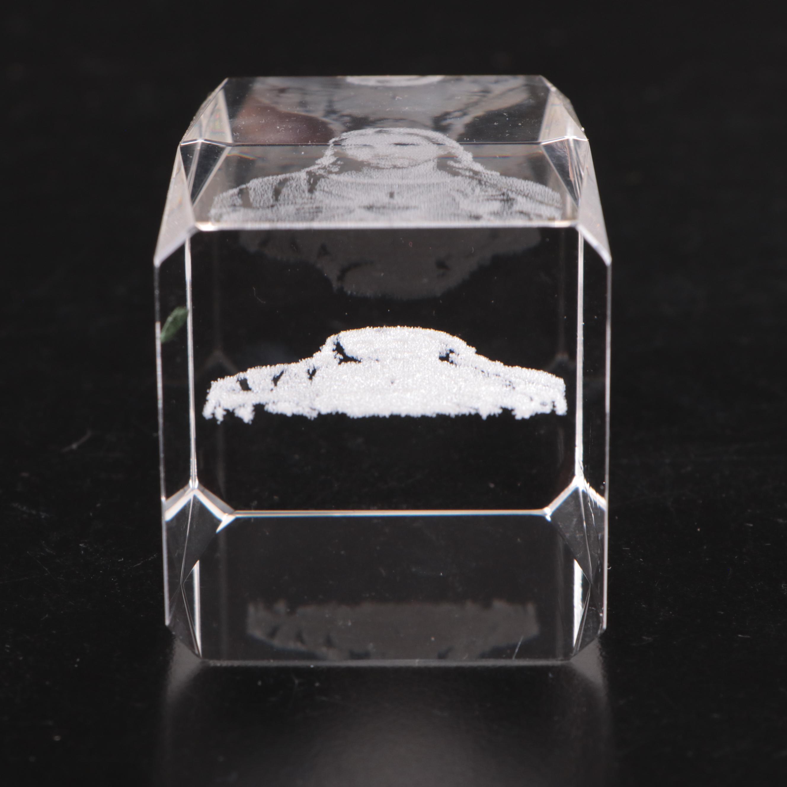 Laser Etched Glass Mary and Jesus Paperweights