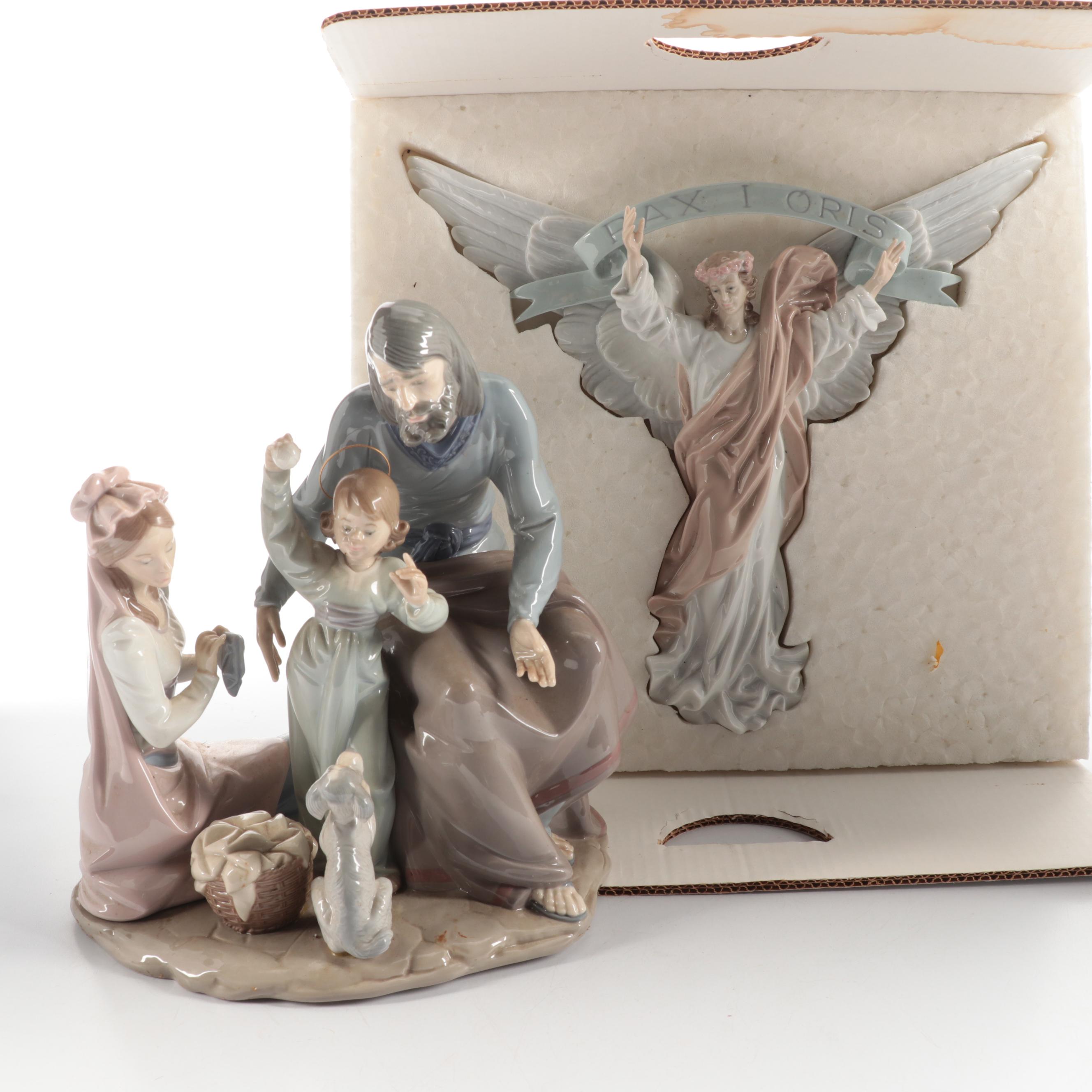 Lladró "The Loving Family" and "Gabriel the Archangel" Porcelain Figurines