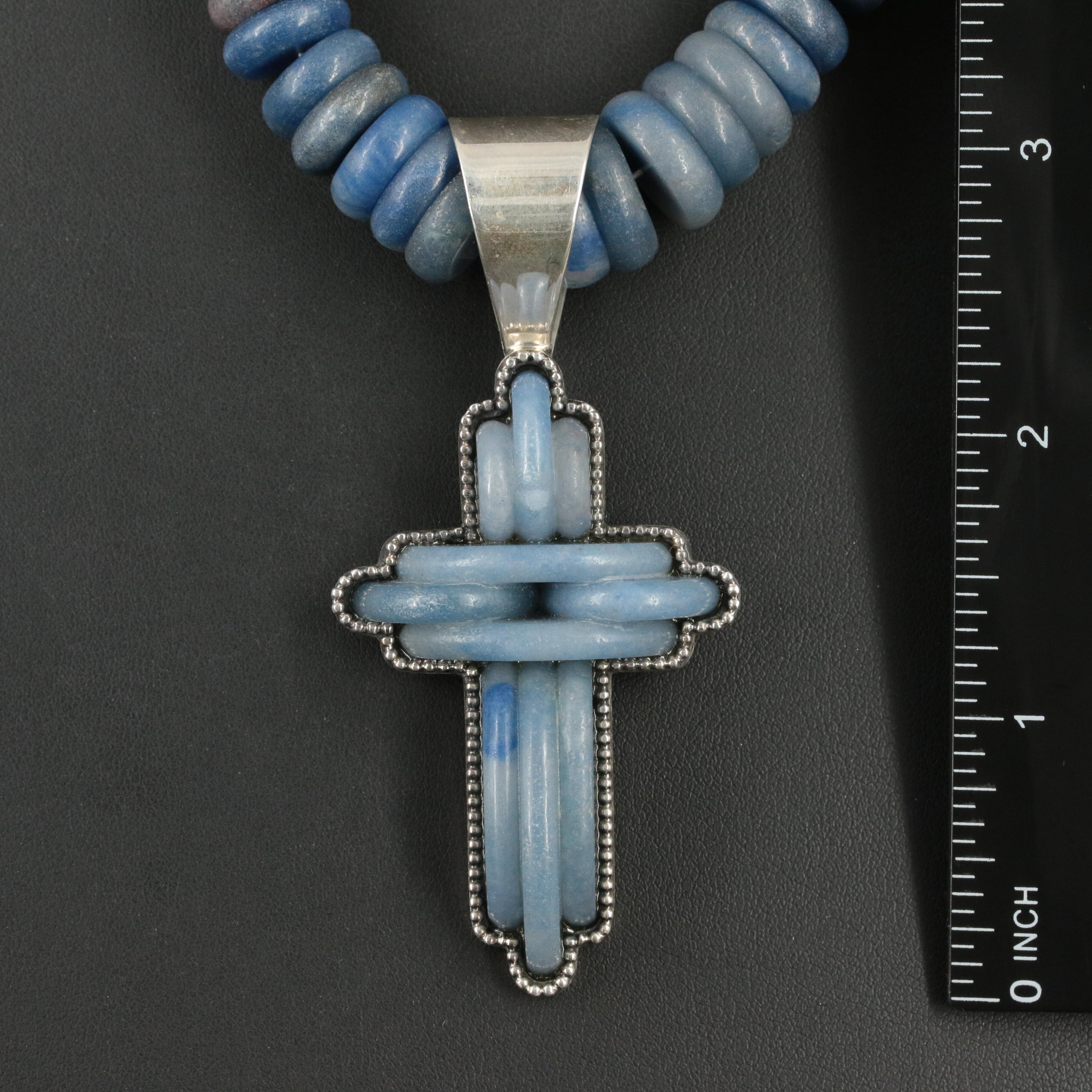 Desert Rose Trading Sterling Quartzite Cross Pendant Necklace