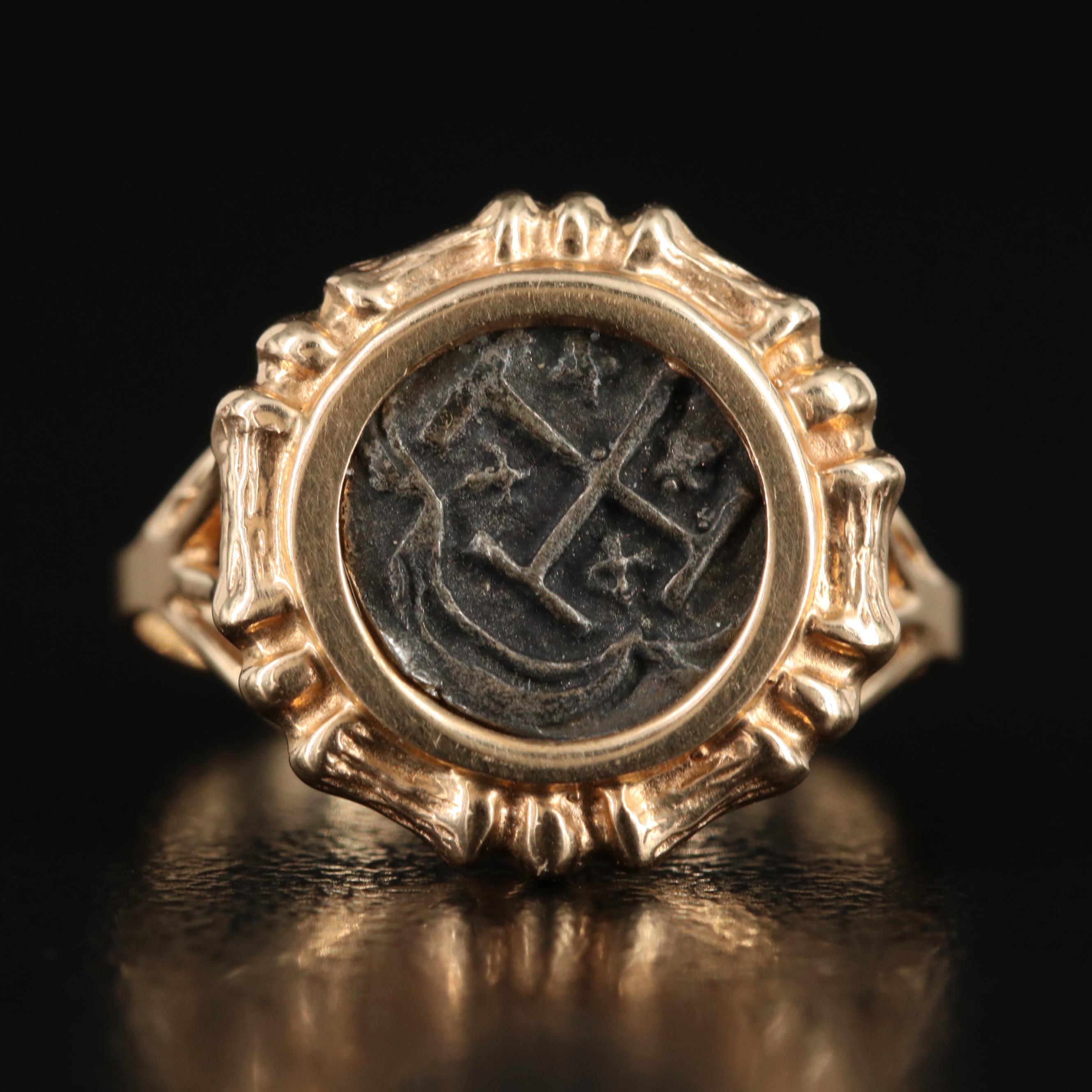 14K Ring with Replica Sterling Coin