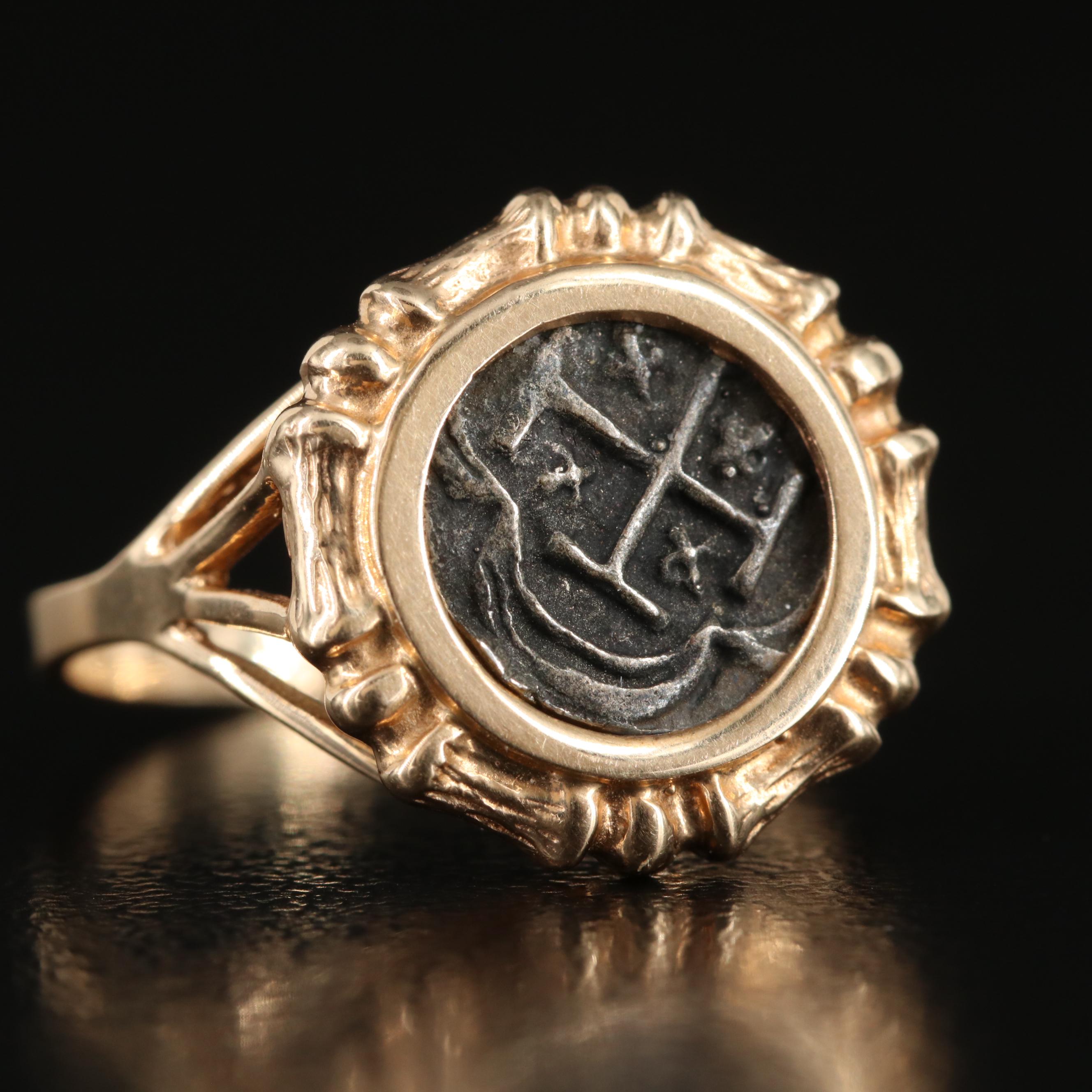 14K Ring with Replica Sterling Coin