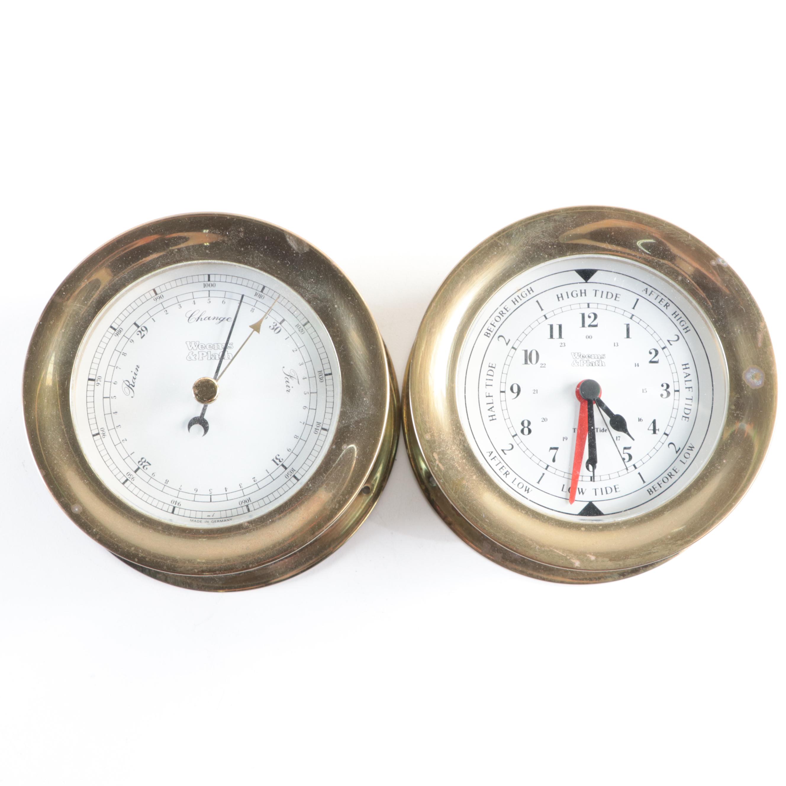 Weems & Plath "Atlantis" Brass Time & Tide Clock, and Barometer EBTH