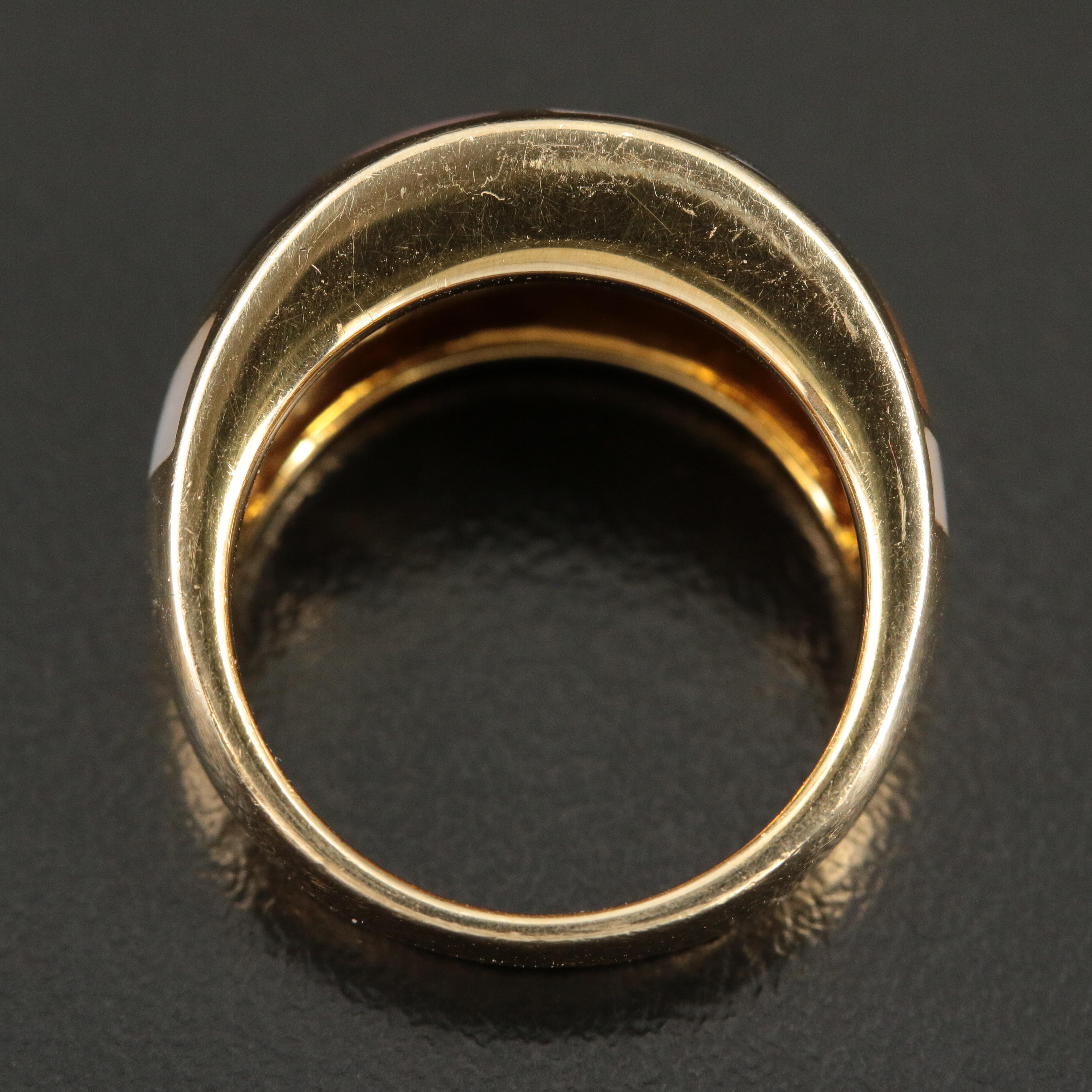 Asch Grossbardt 14K Mother of Pearl Inlay Ring with Diamond Accents