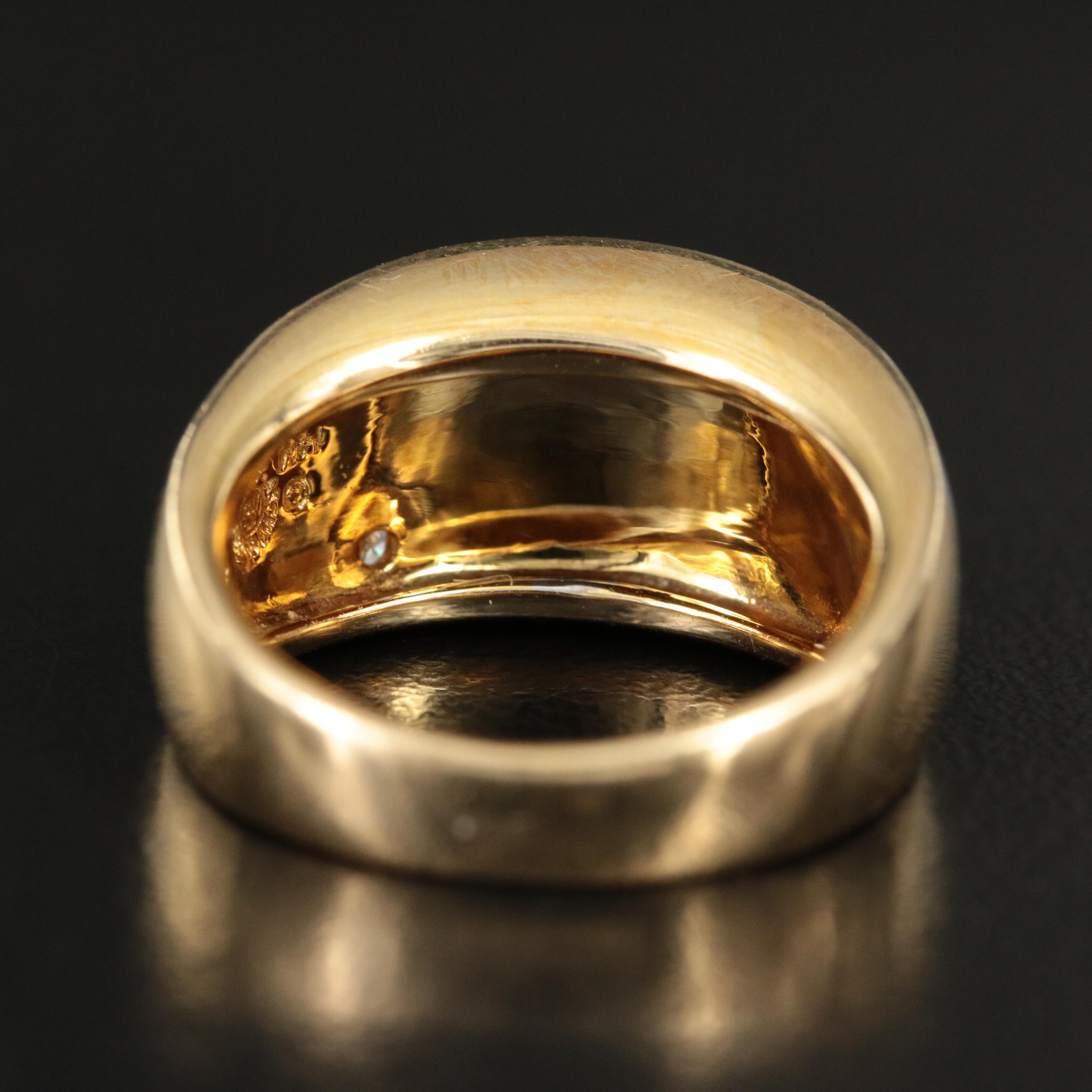 Asch Grossbardt 14K Mother of Pearl Inlay Ring with Diamond Accents