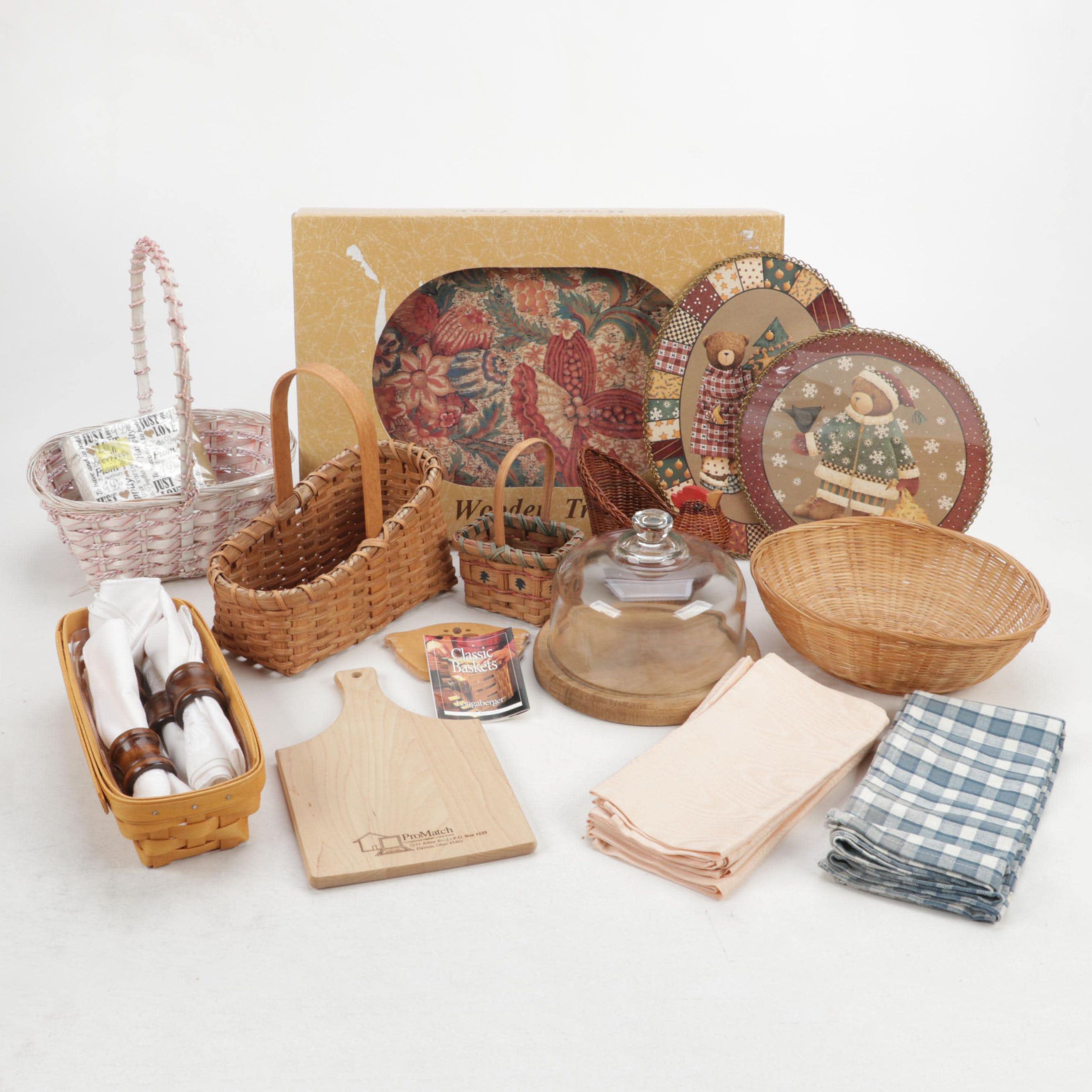 Longaberger Classic "Cracker Basket" With ProMatch Serving Board, and More