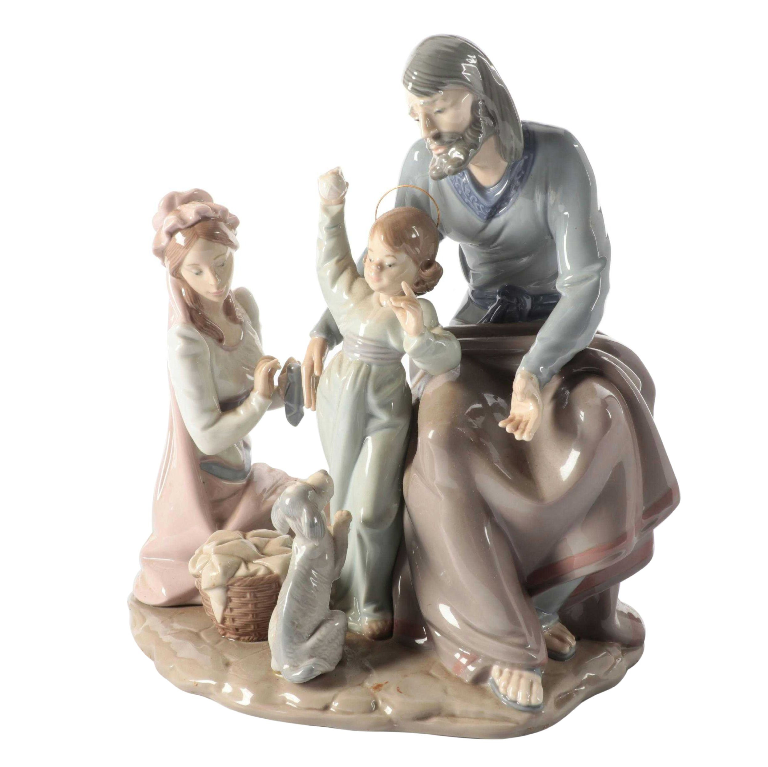 Lladró "The Loving Family" and "Gabriel the Archangel" Porcelain Figurines